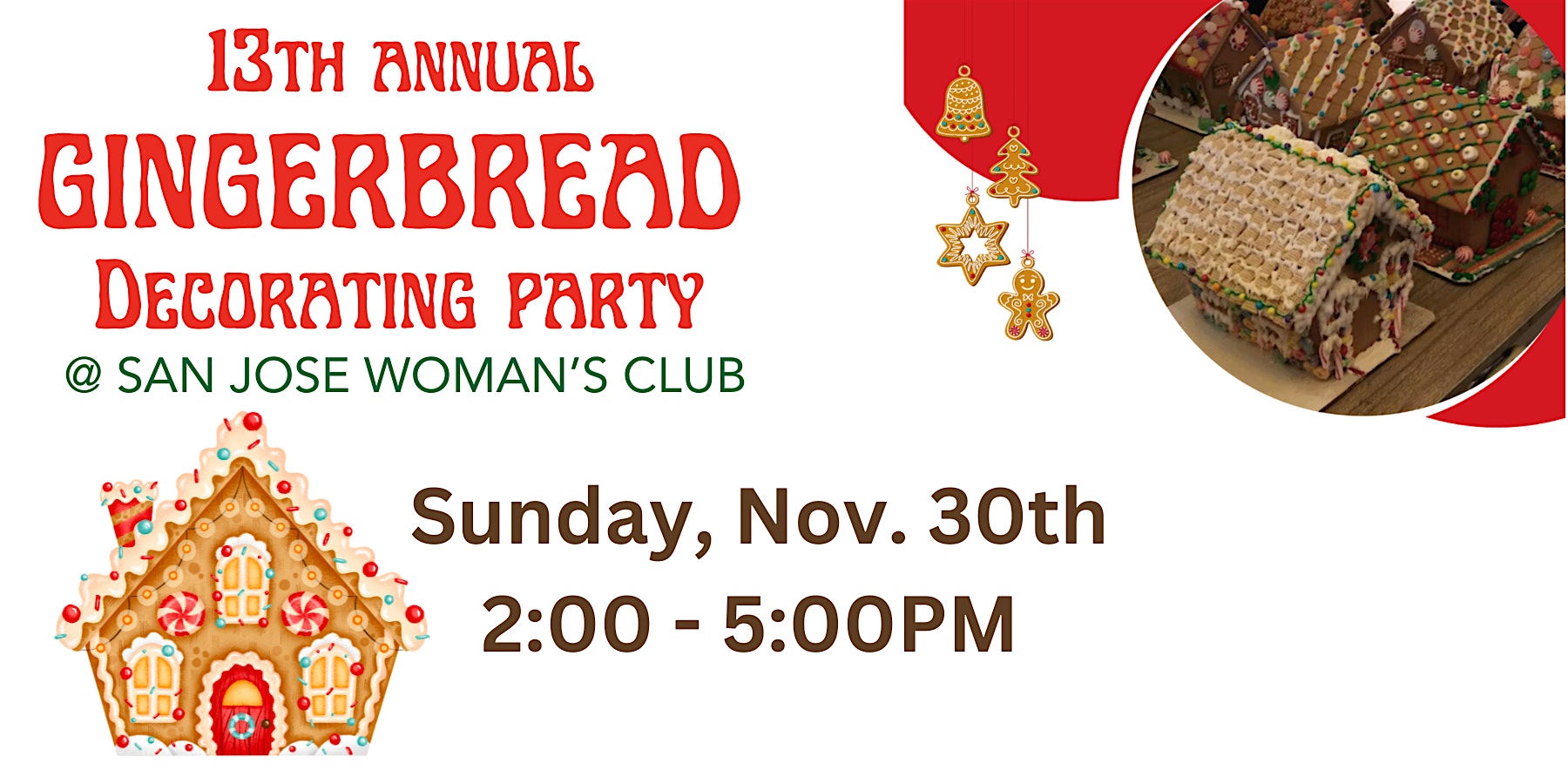 13th Annual Gingerbread House Decorating Party at San Jose Woman’s Club – San Jose, CA
