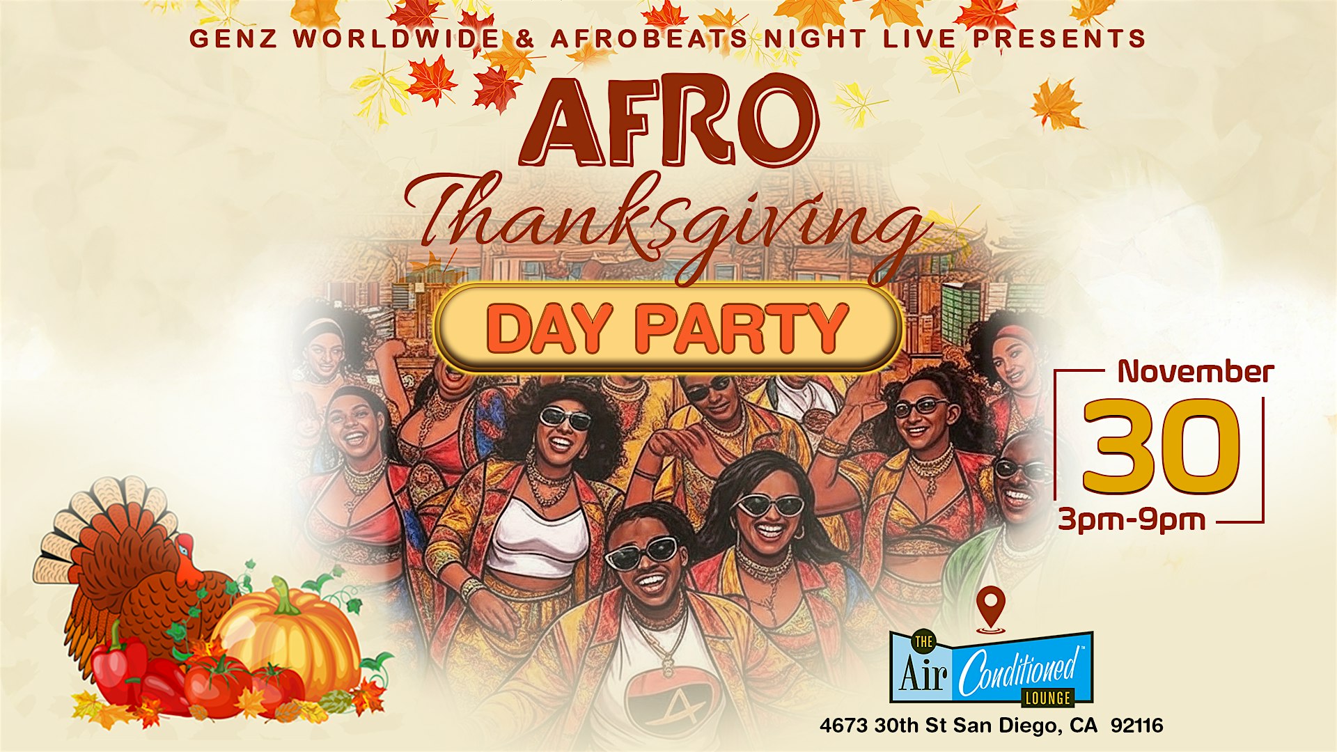 Afro Thanksgiving Day Party (San Diego, CA) at AIR CONDITIONED Lounge – San Diego, CA
