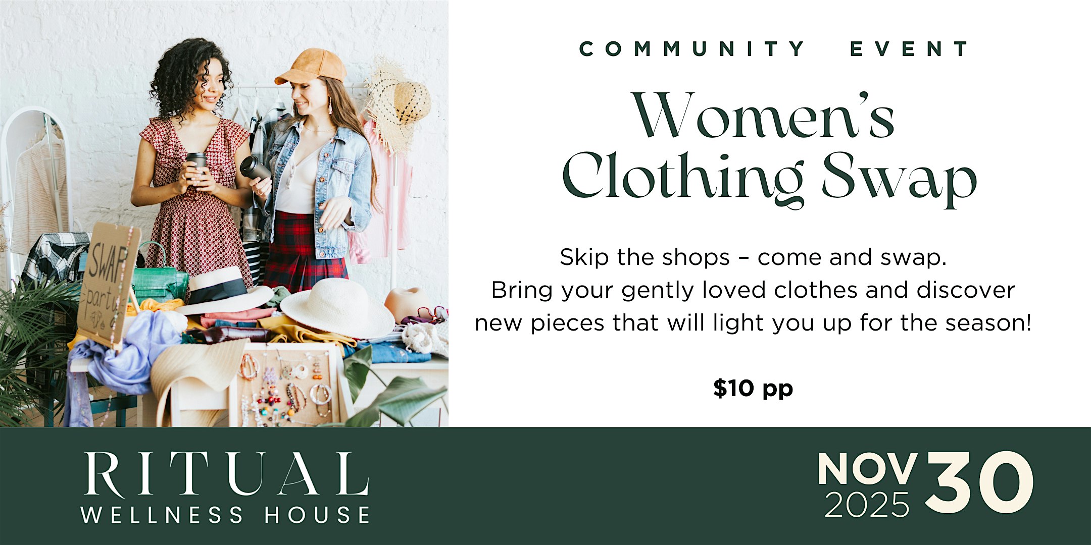 Skip the Shop: Women’s Clothing Swap at Ritual Wellness House at Ritual Wellness House – Sacramento, CA