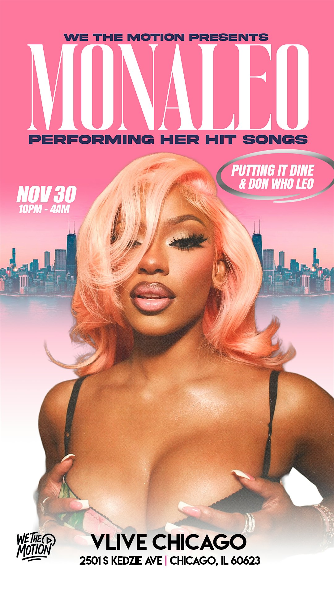 “Putting Ya Dine” Monaleo Official Concert After Party at V Live Restaurant & Live Music Entertainment – Chicago, IL