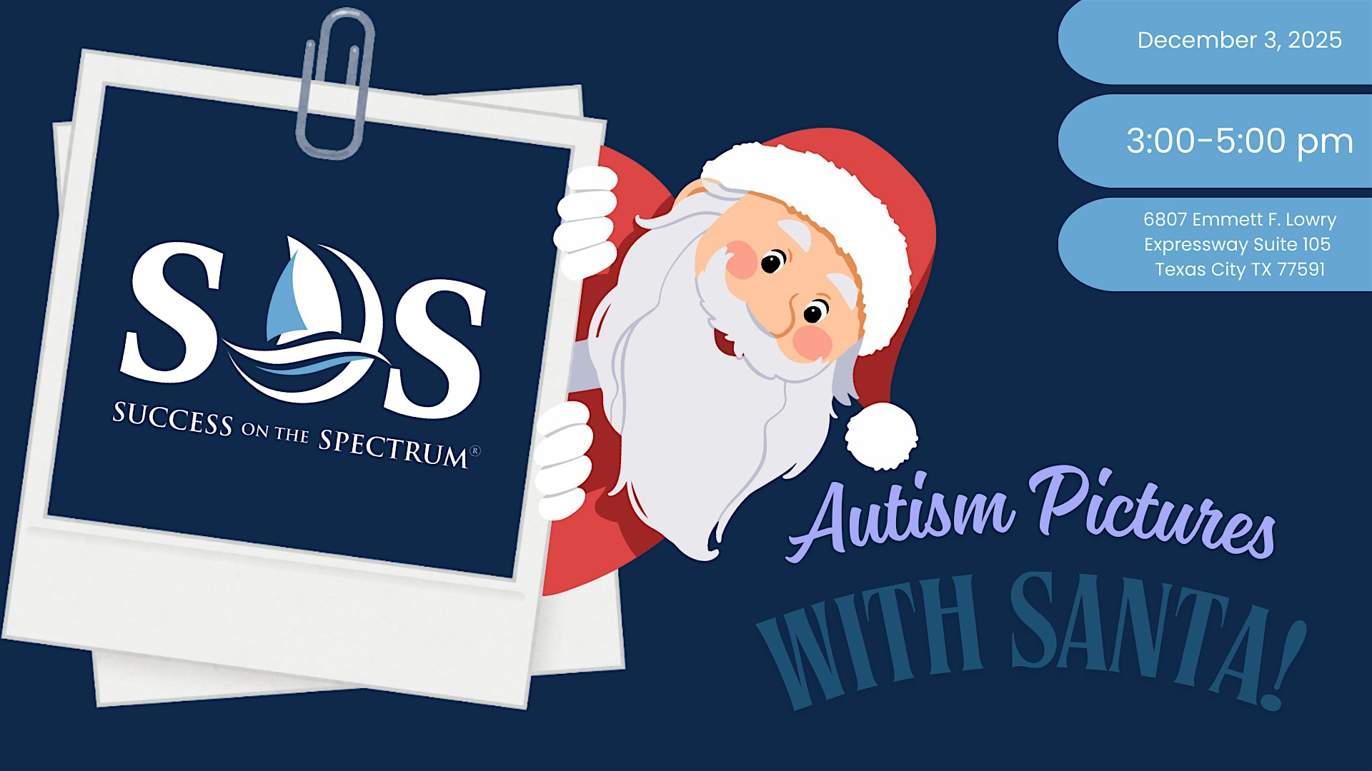 Free Autism Pictures With Santa at Success On The Spectrum- Texas City – Texas City, TX