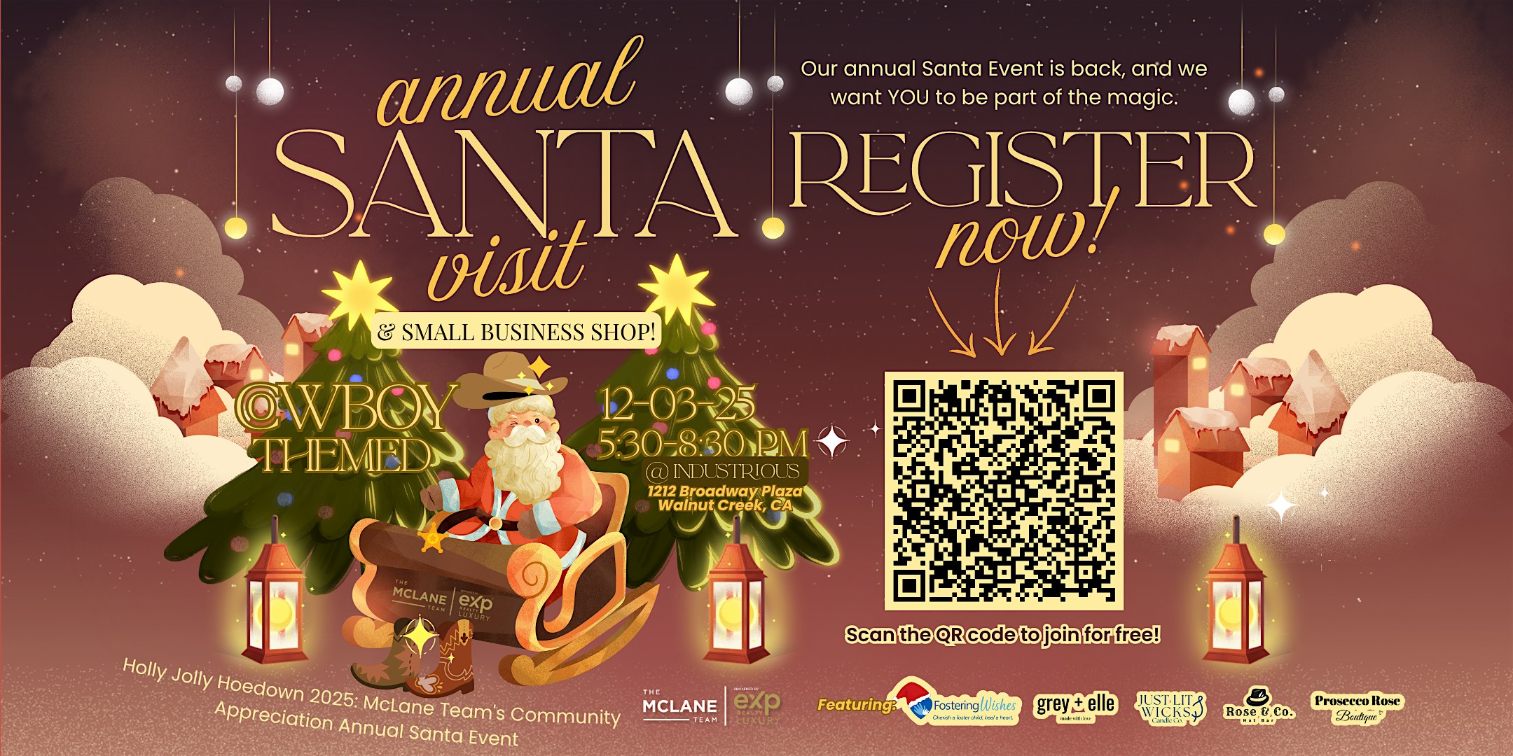 Annual Santa Visit and Small Business Shop | Holly Jolly Hoedown 2025! at Industrious – Walnut Creek, CA