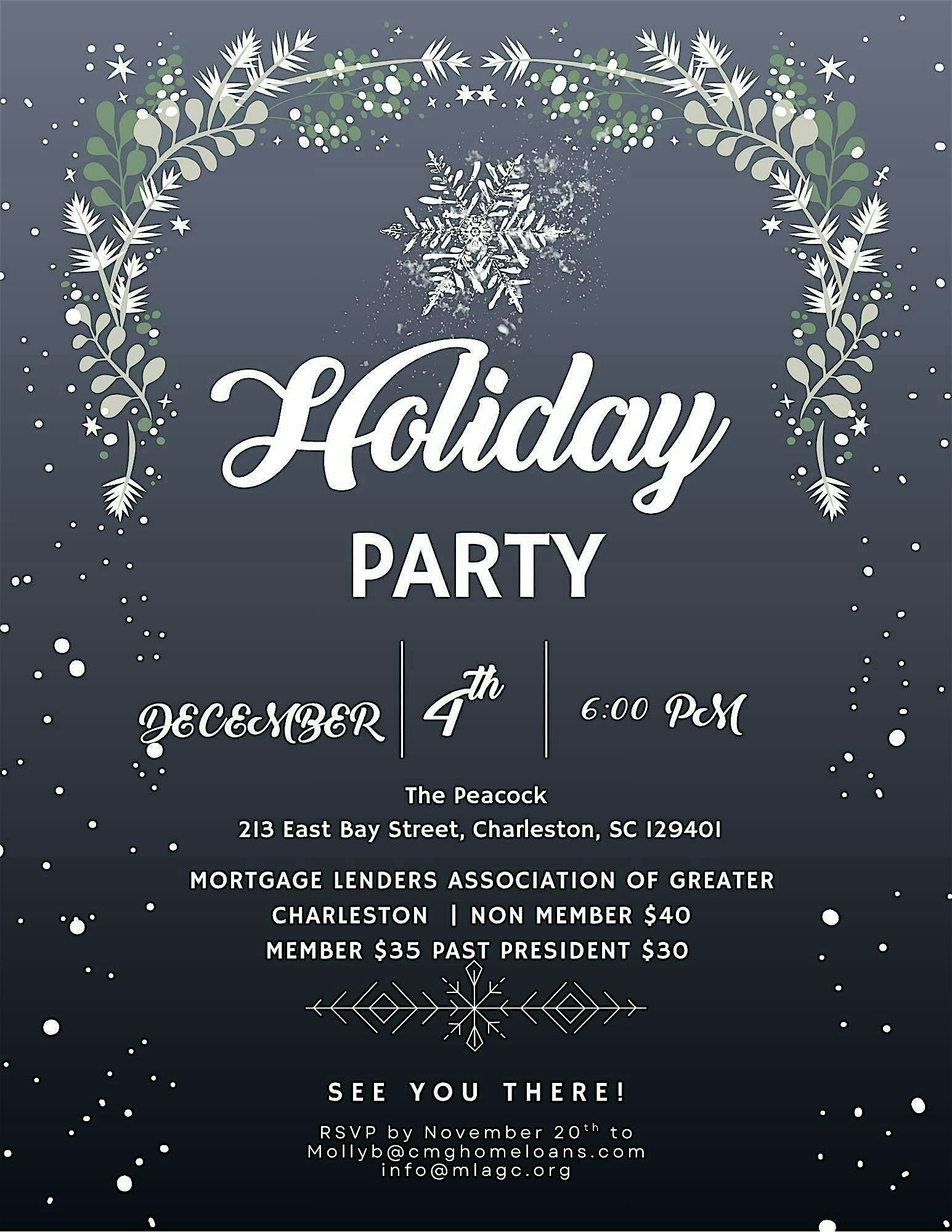 2025 Holiday Social : Mortgage Lenders Association of Greater Charleston at The Peacock – Charleston, SC