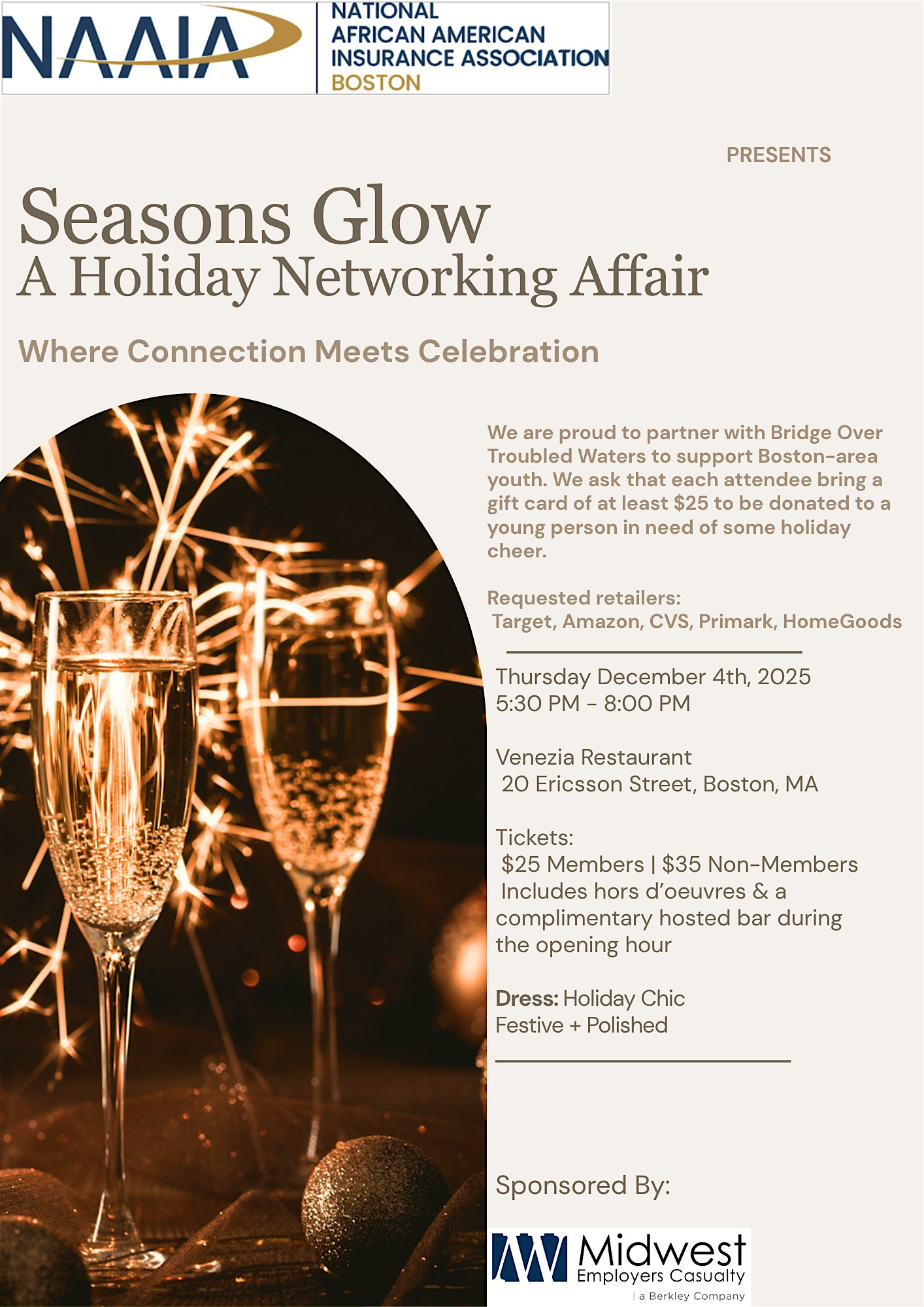 Seasons Glow: A Holiday Networking Affair at Venezia Restaurant Boston – Boston, MA