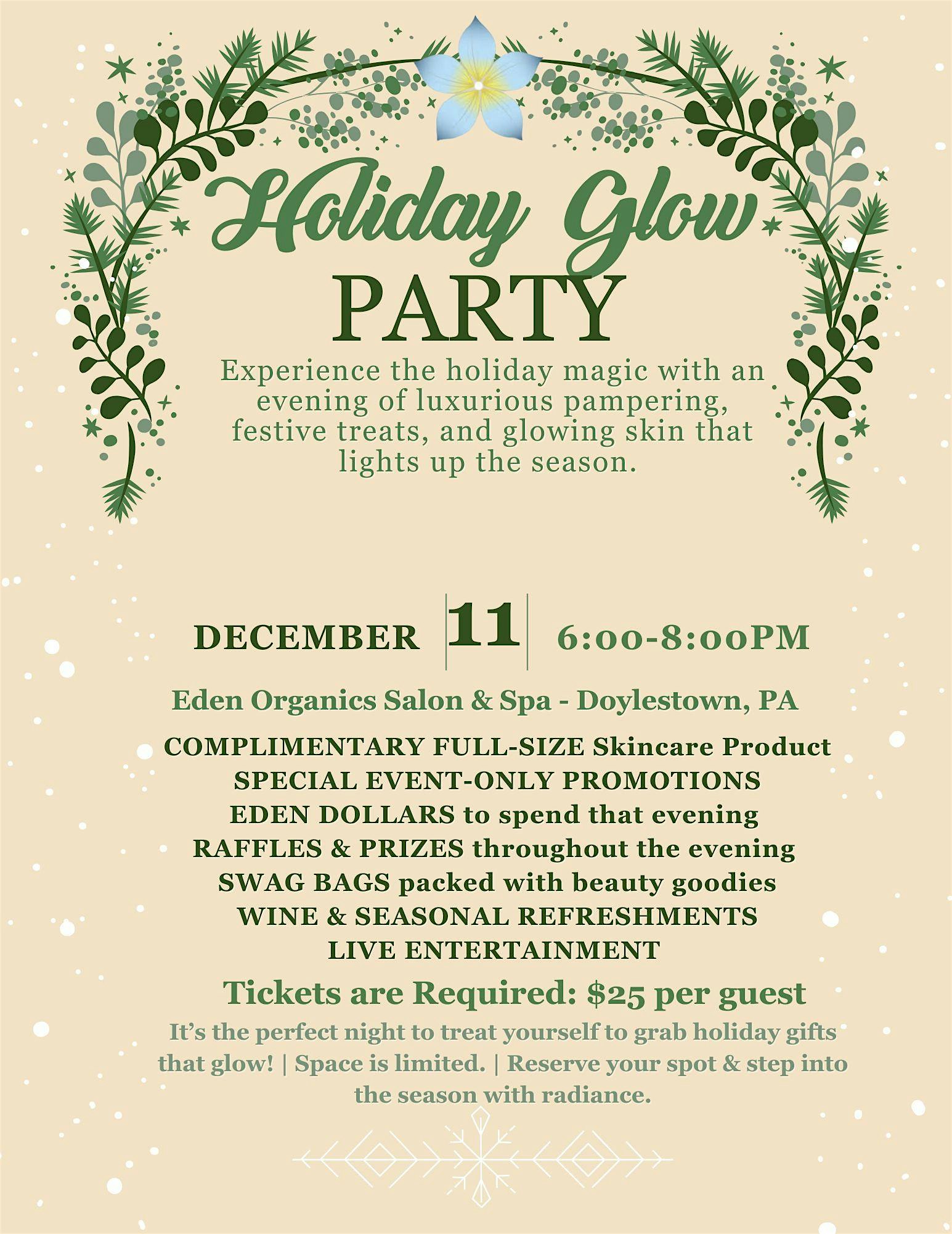 Holiday Glow Party At Eden Organics Salon and Spa at Eden Organics Salon & Spa – Allentown, NJ
