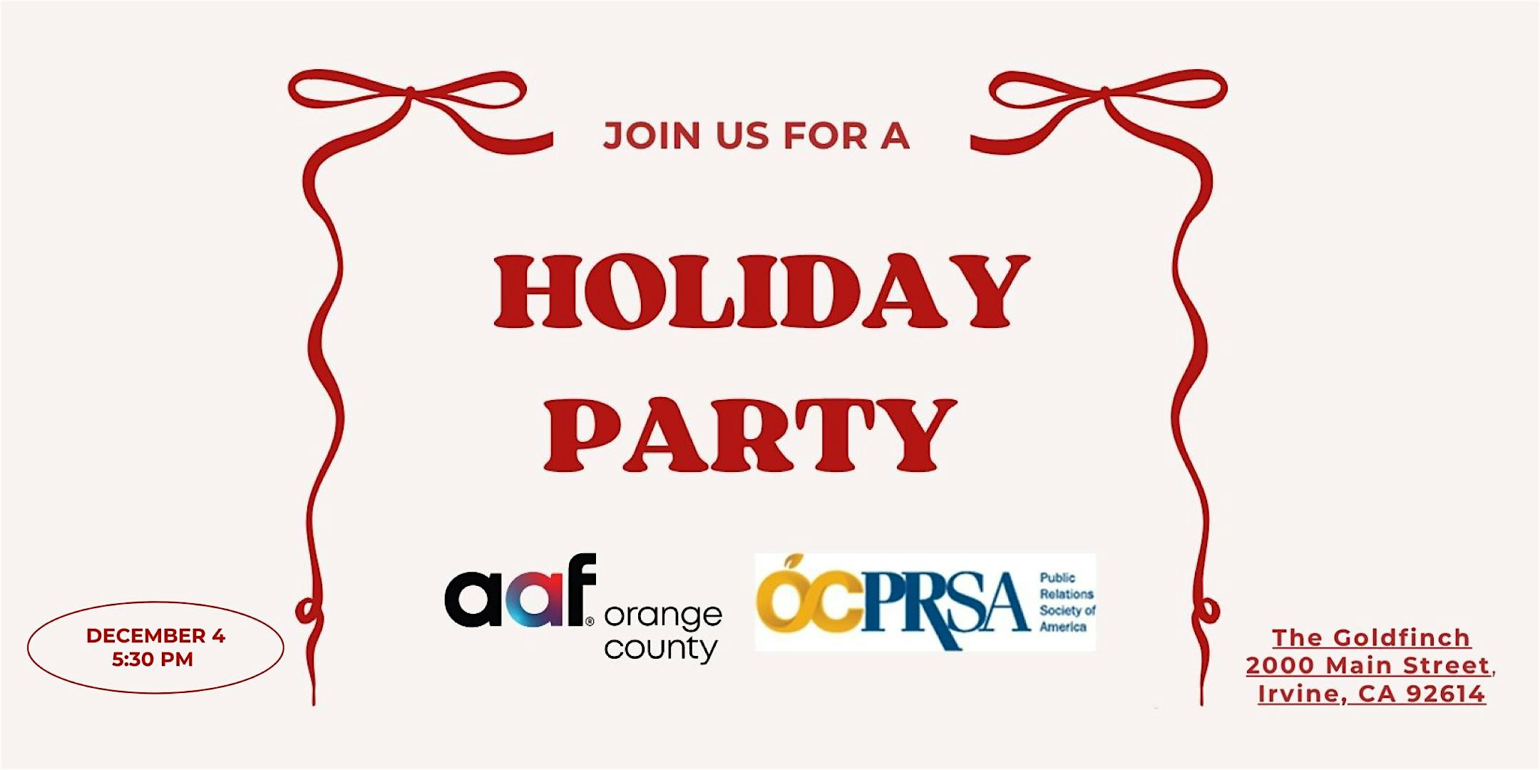 AAF OC + OCPRSA 2025 Annual Holiday Party at The Goldfinch Restaurant – Irvine, CA