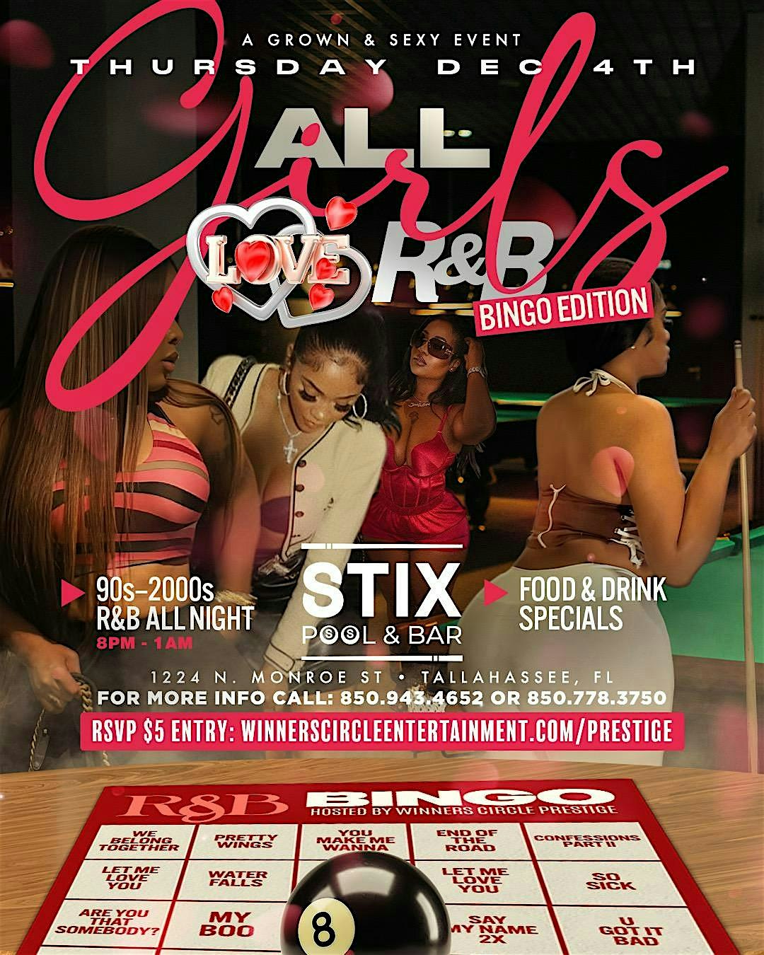 ALL GIRLS LOVE R&B | R&B BINGO EDITION at 1224 N MONROE STREET TALLA – Tallahassee, FL