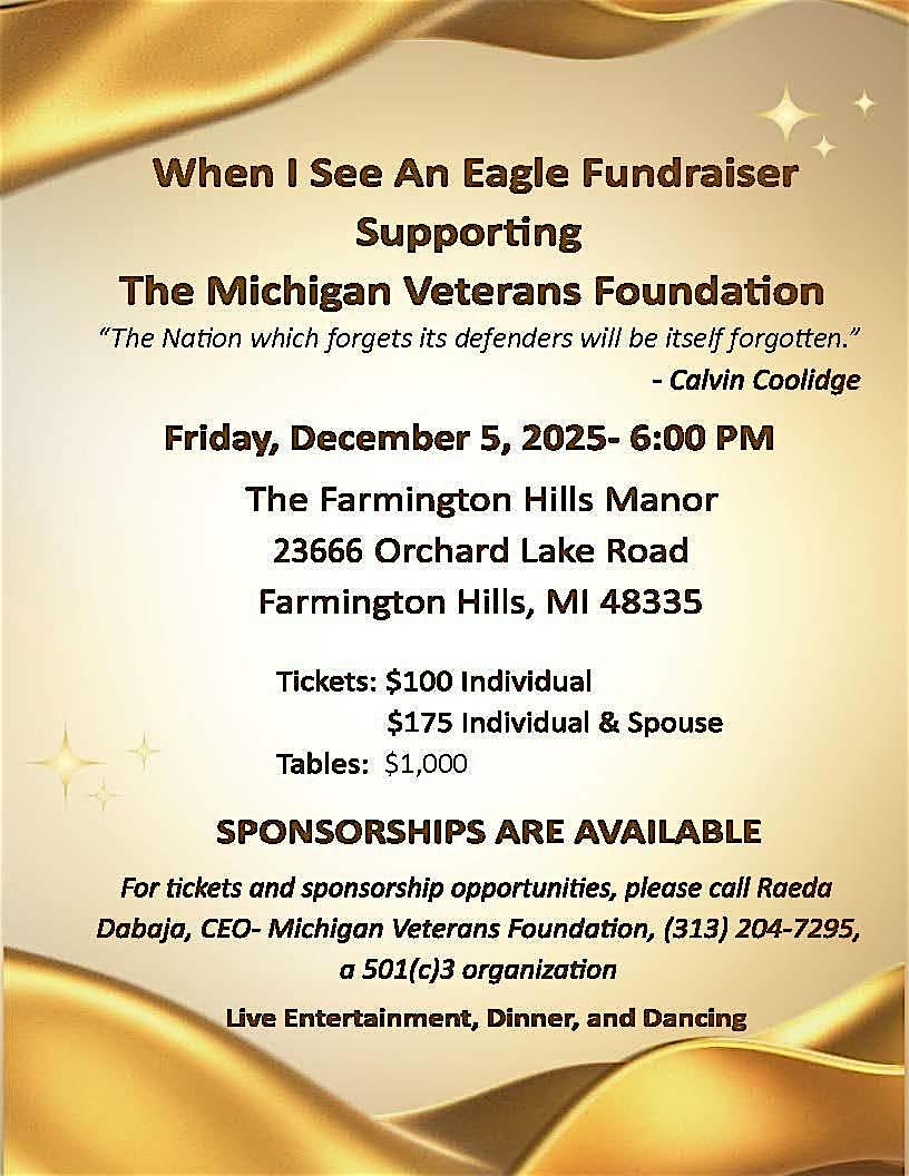 When I See an Eagle Fundraiser at Farmington Hills Manor – Farmington Hills, MI