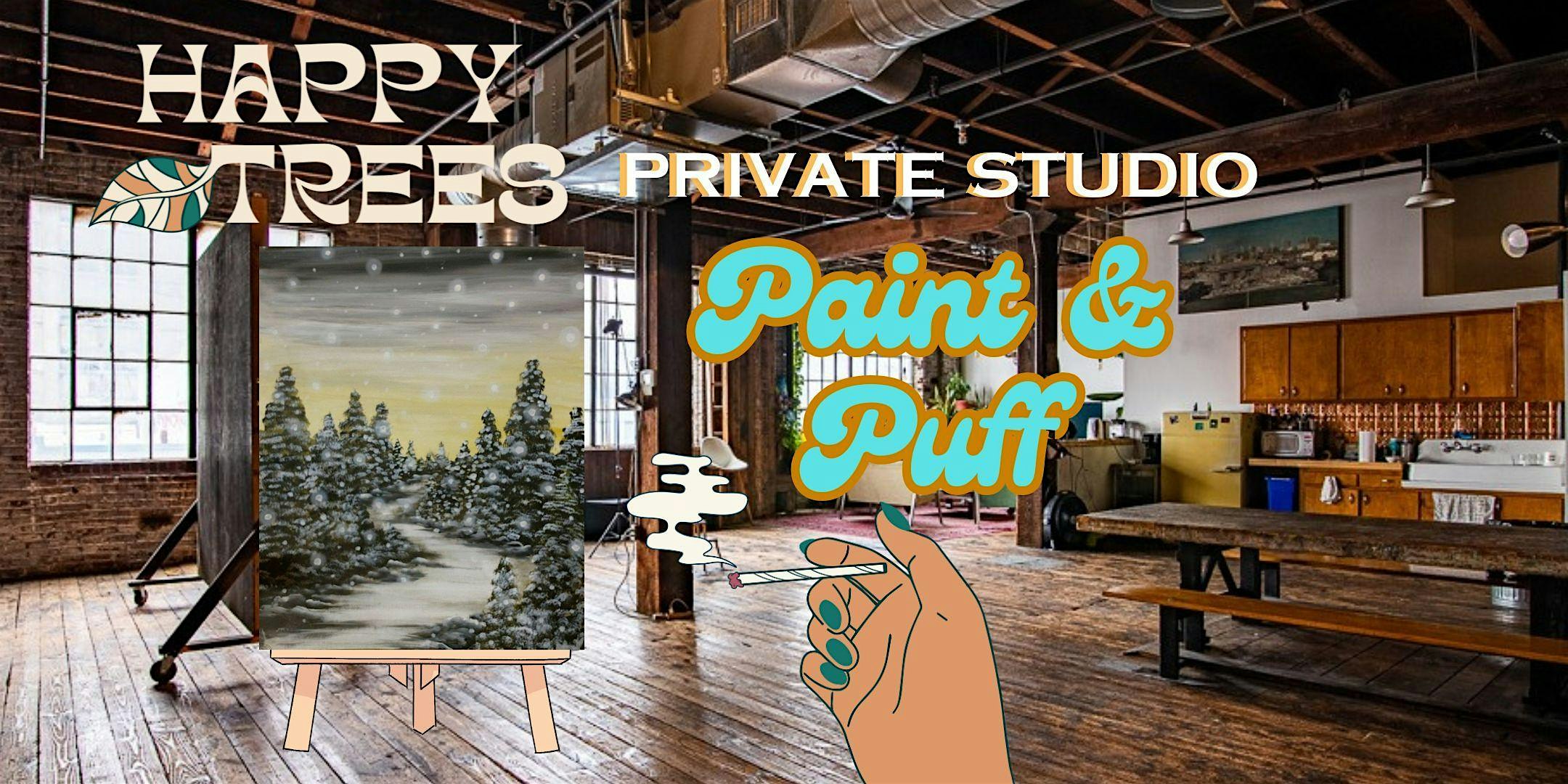 Paint & Puff Art Class- 21 and over at Happy Trees Painting – Kansas City, MO
