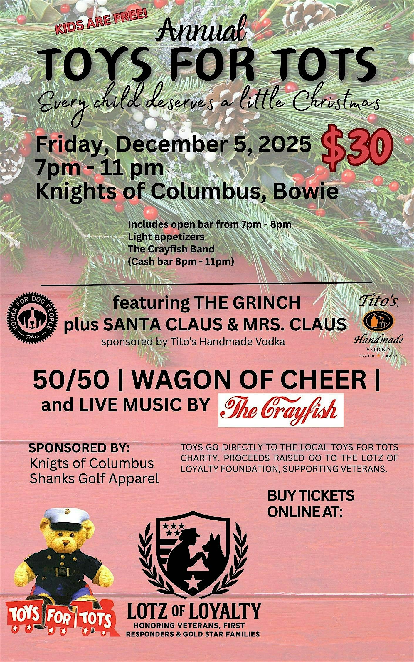 Annual Toys For Tots Charity Event at Knights of Columbus #2577 – Bowie, MD
