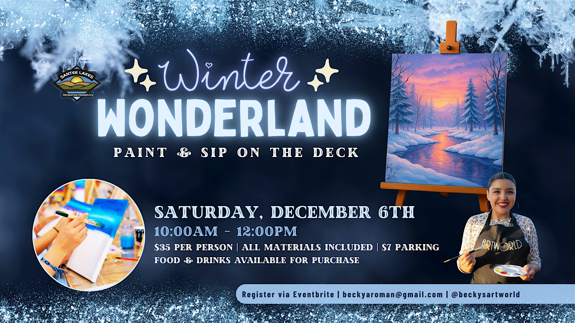 Winter Wonderland Paint & Sip on The Deck at Santee Lakes Recreation Preserve – Santee, CA