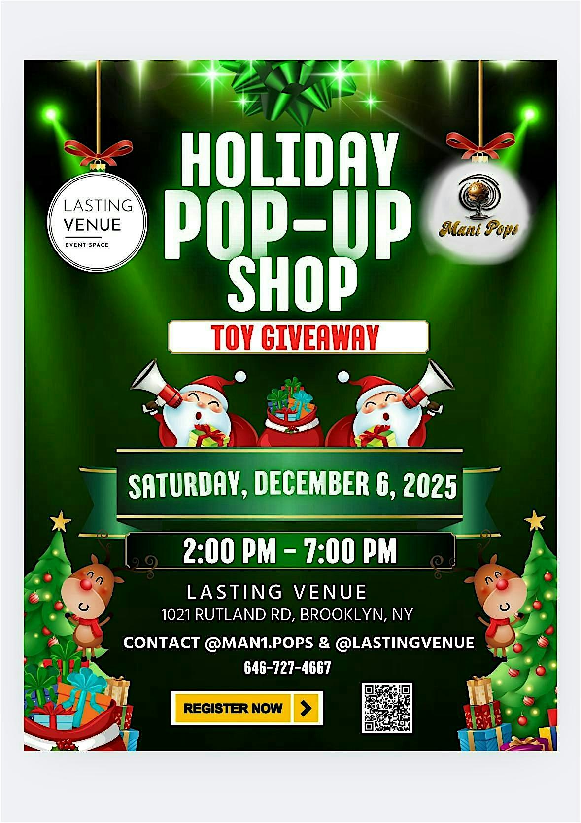 2nd Annual Holiday Pop Up & Toy Giveaway at Lasting Venue – Brooklyn, NY