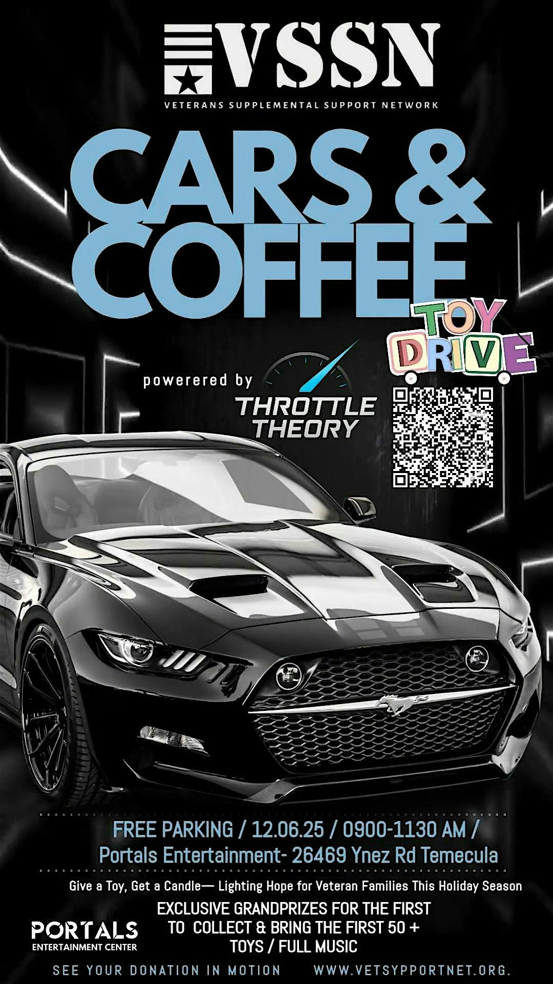 VSSN’s Cars & Coffee: “Toy Drive Challenge” powered by Throttle Theory at Portals Entertainment Center – Temecula, CA