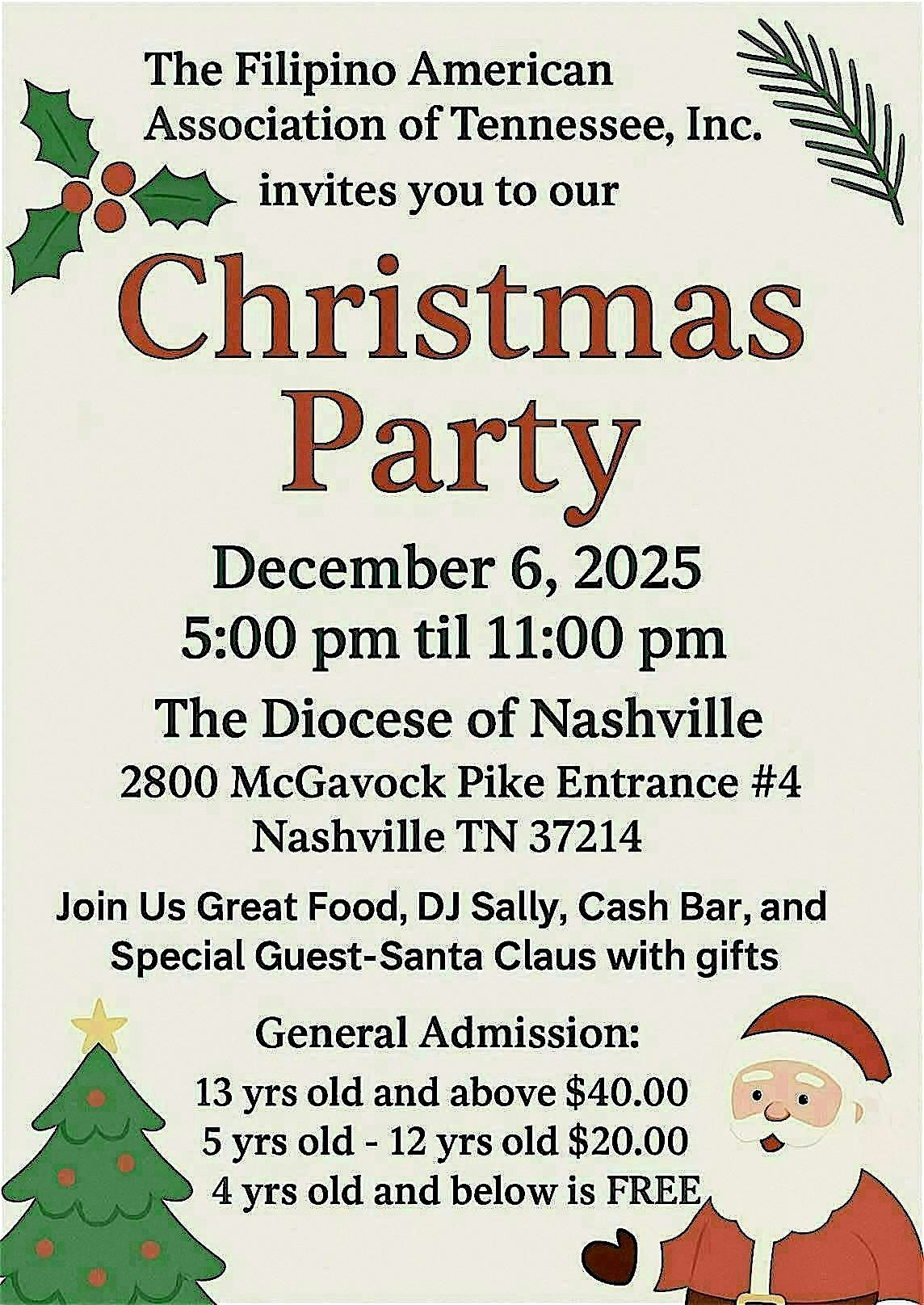 FAAT 2025 Christmas Party at The Diocese of Nashville – Nashville, TN