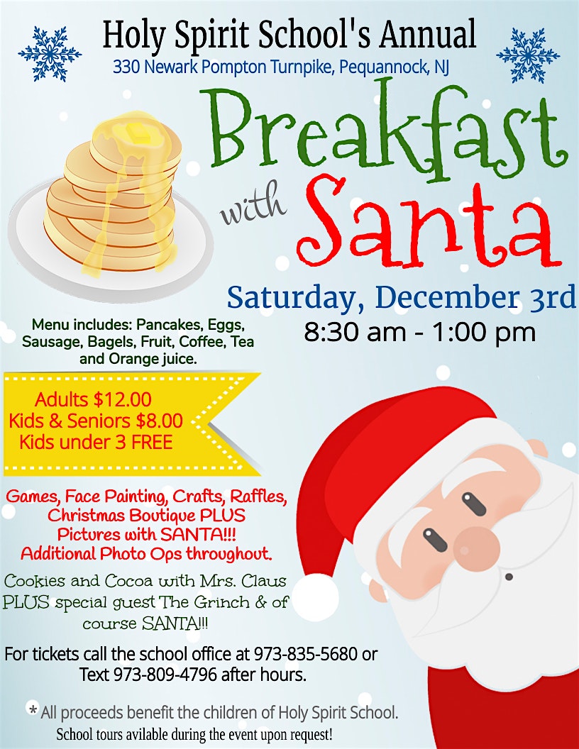 Holy Spirit School’s Annual Santa Breakfast at Holy Spirit School – Pequannock, NJ
