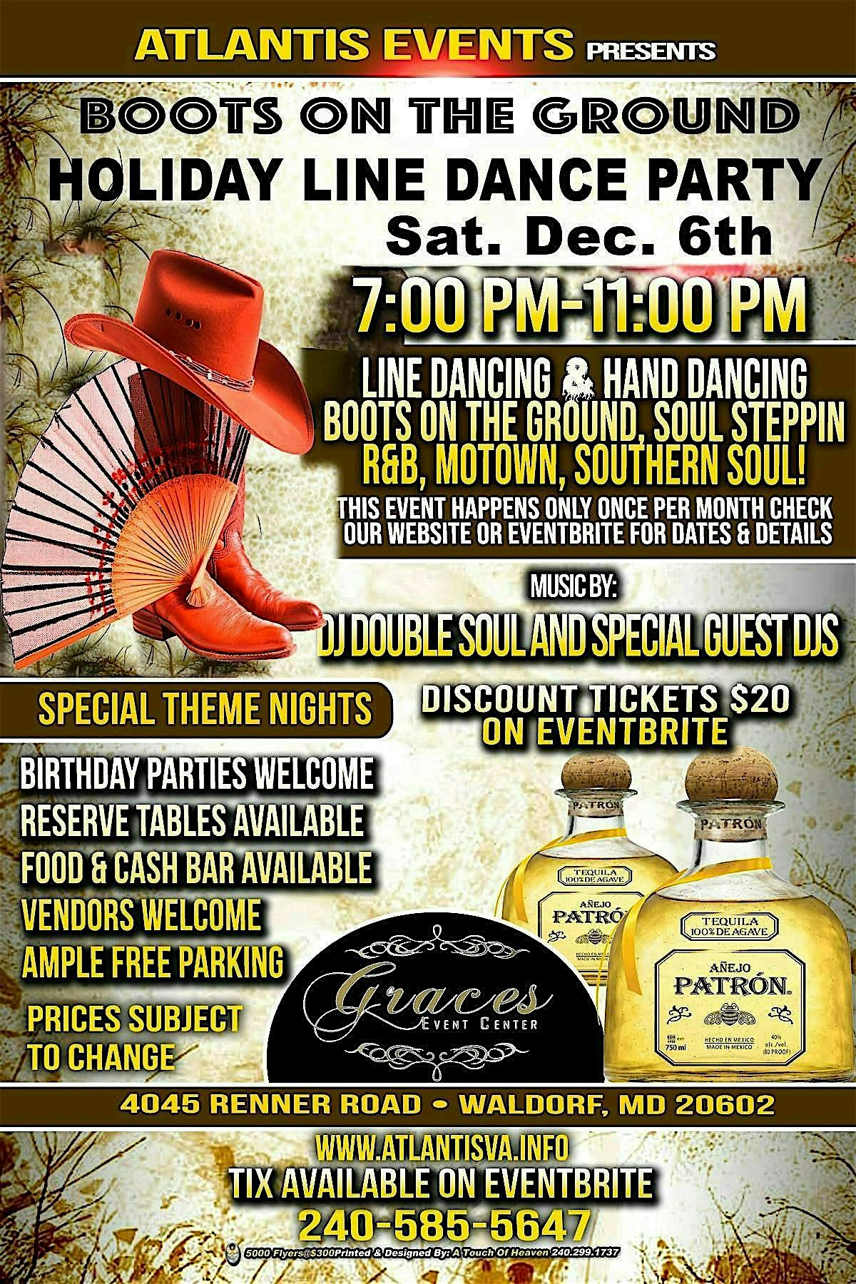 Holiday Line Dancing Sat. Dec. 6th @ Graces Event Ctr. at 4045 Renner Rd – Waldorf, MD