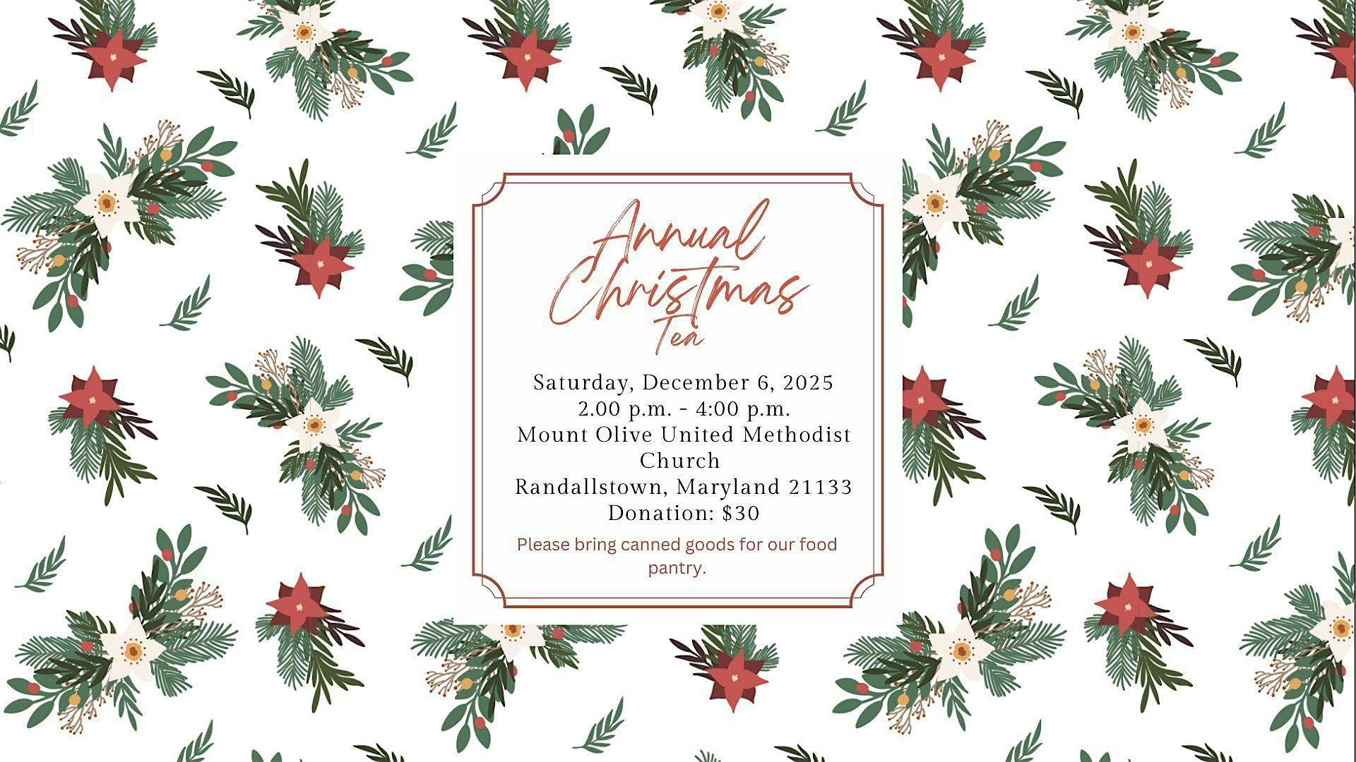 Mount Olive Christmas Tea at Mount Olive United Methodist Church – Randallstown, MD