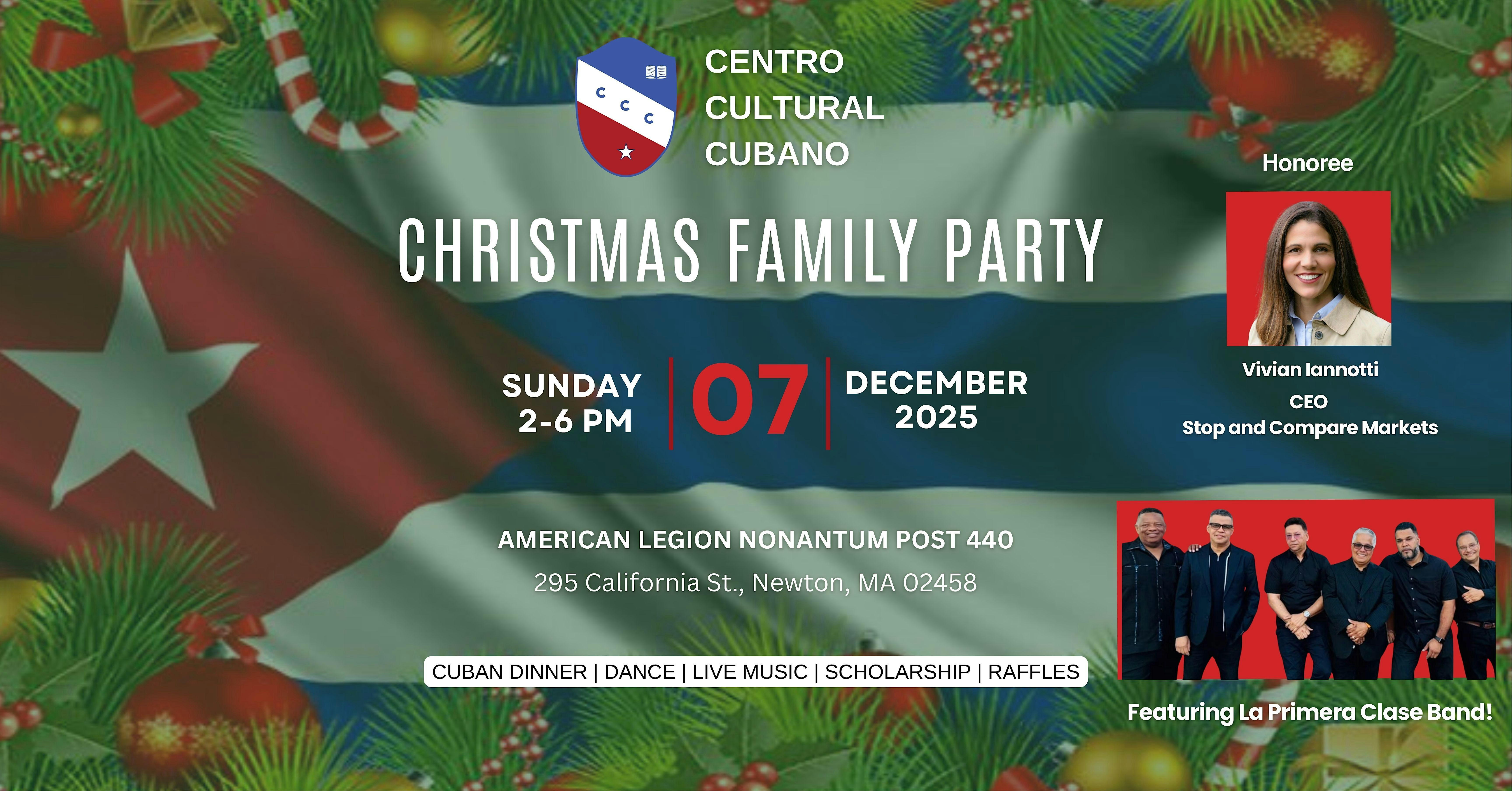 Centro Cultural Cubano Christmas Family Party 2025 at American Legion Nonantum Post 440 – Newton, MA