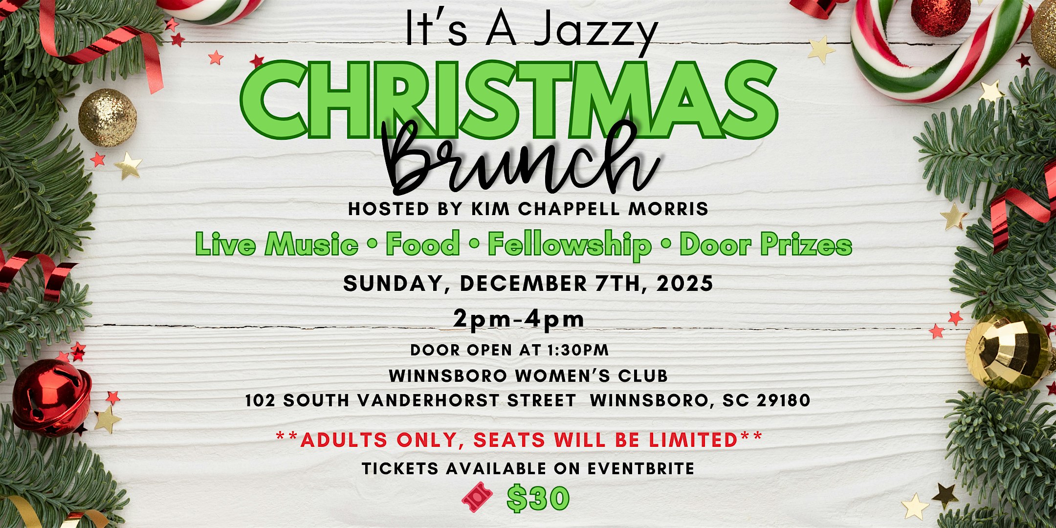 It’s A Jazzy Christmas Brunch! at 102 S Vanderhorst St – Winnsboro, SC