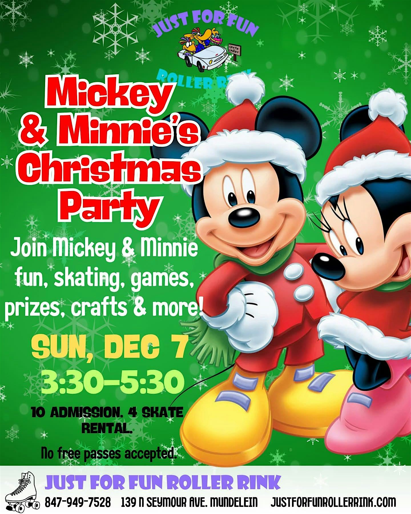 Mickey and Minnie Mouse Christmas Skate Party at Just For Fun Roller Rink – Mundelein – Mundelein, IL