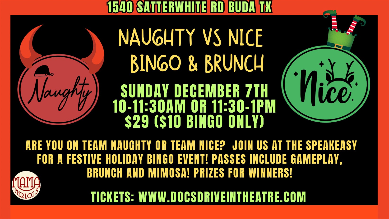 Naughty Vs Nice Bingo & Brunch at the Speakeasy at Mama Merlot’s Speakeasy – Buda, TX
