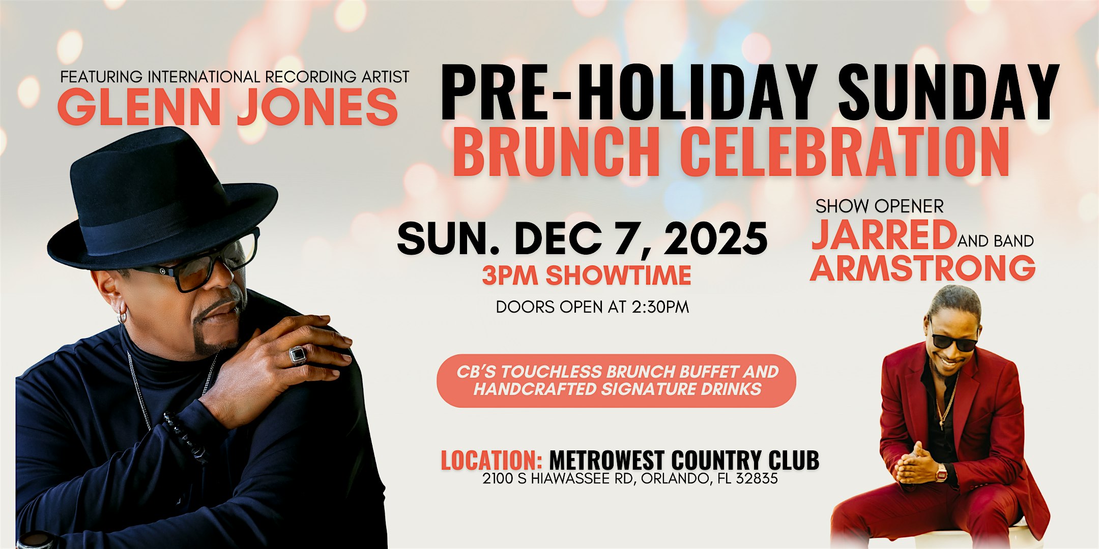 Pre-Holiday Sunday Brunch Celebration ft. Glenn Jones at MetroWest Golf Club – Orlando, FL