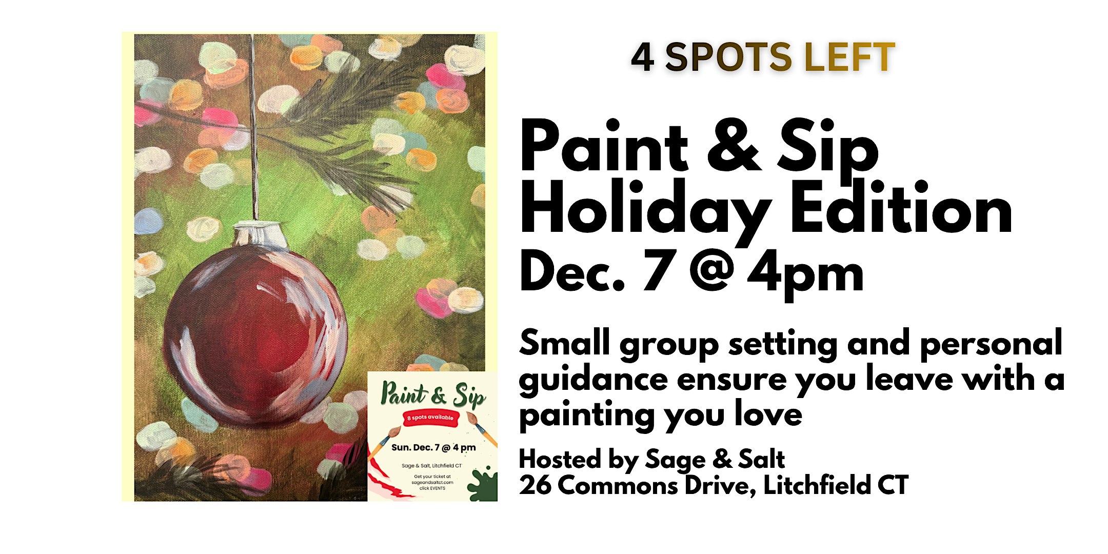 Paint & Sip Holiday Edition at Sage and Salt – Litchfield, CT