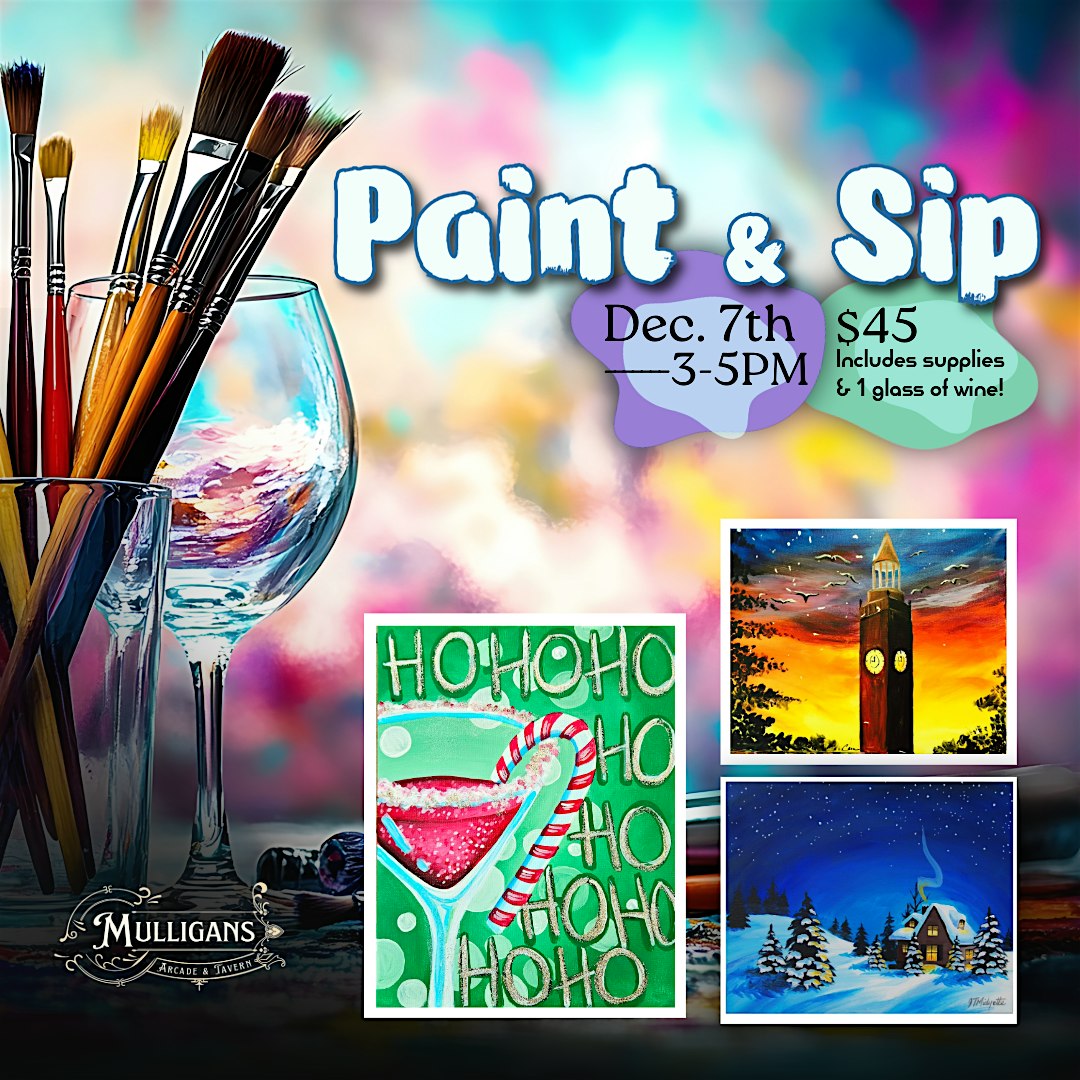 Paint N Sip at Mulligans Garner NC at Mulligans Arcade & Tavern – Garner, NC