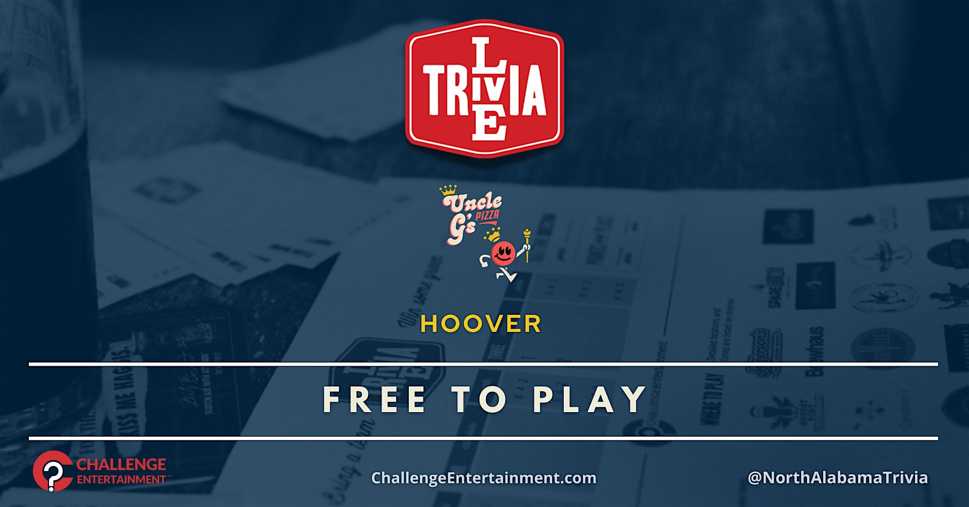 Live Trivia Nights at Uncle G’s Pizza – Hoover at Uncle G’s Pizza – Hoover, AL