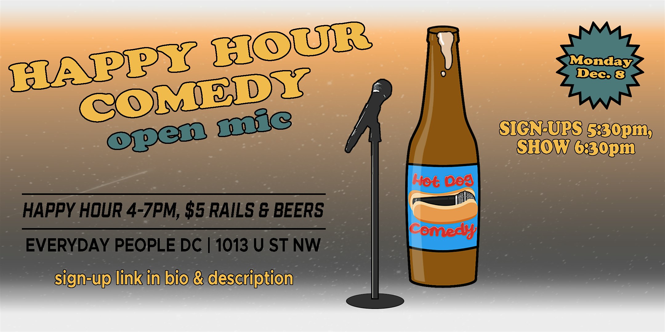 “Happy Hour Comedy” Open Mic at Everyday People DC – Washington, DC