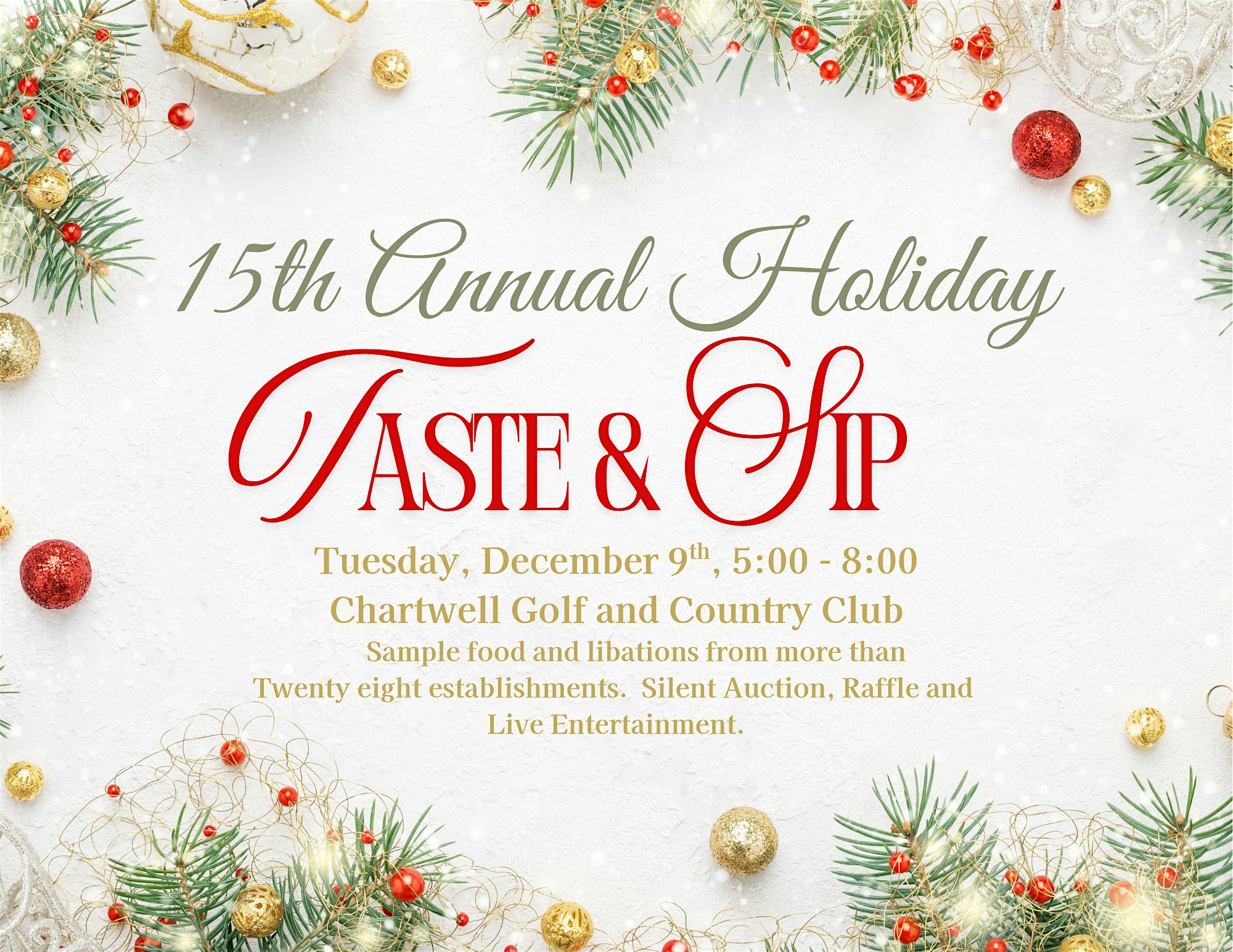 15th Annual Taste and Sip Extravaganza at Chartwell Golf & Country Club – Severna Park, MD