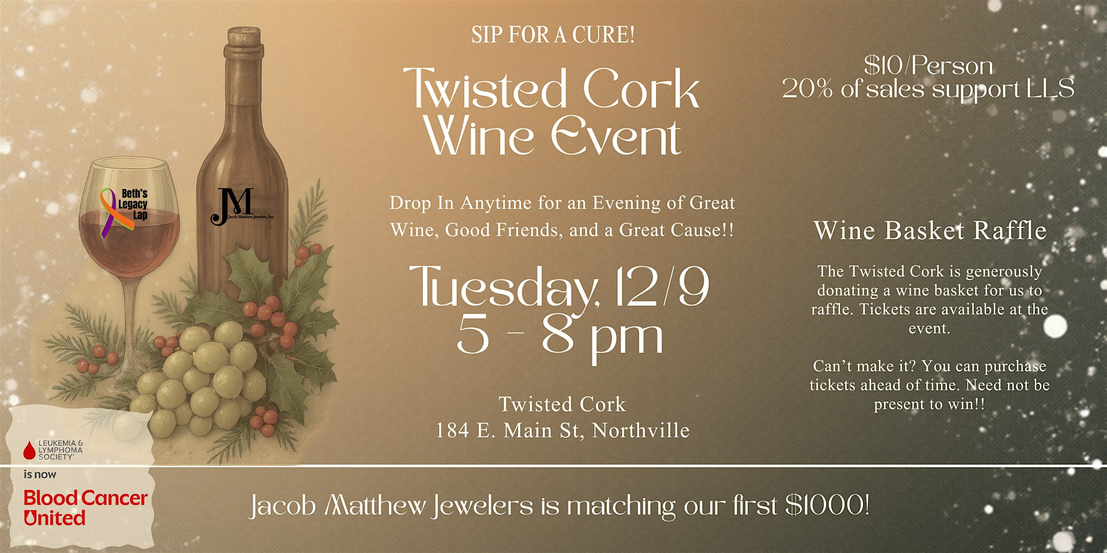 Sip for a Cause! at Twisted Cork Winery – Northville – Northville, MI