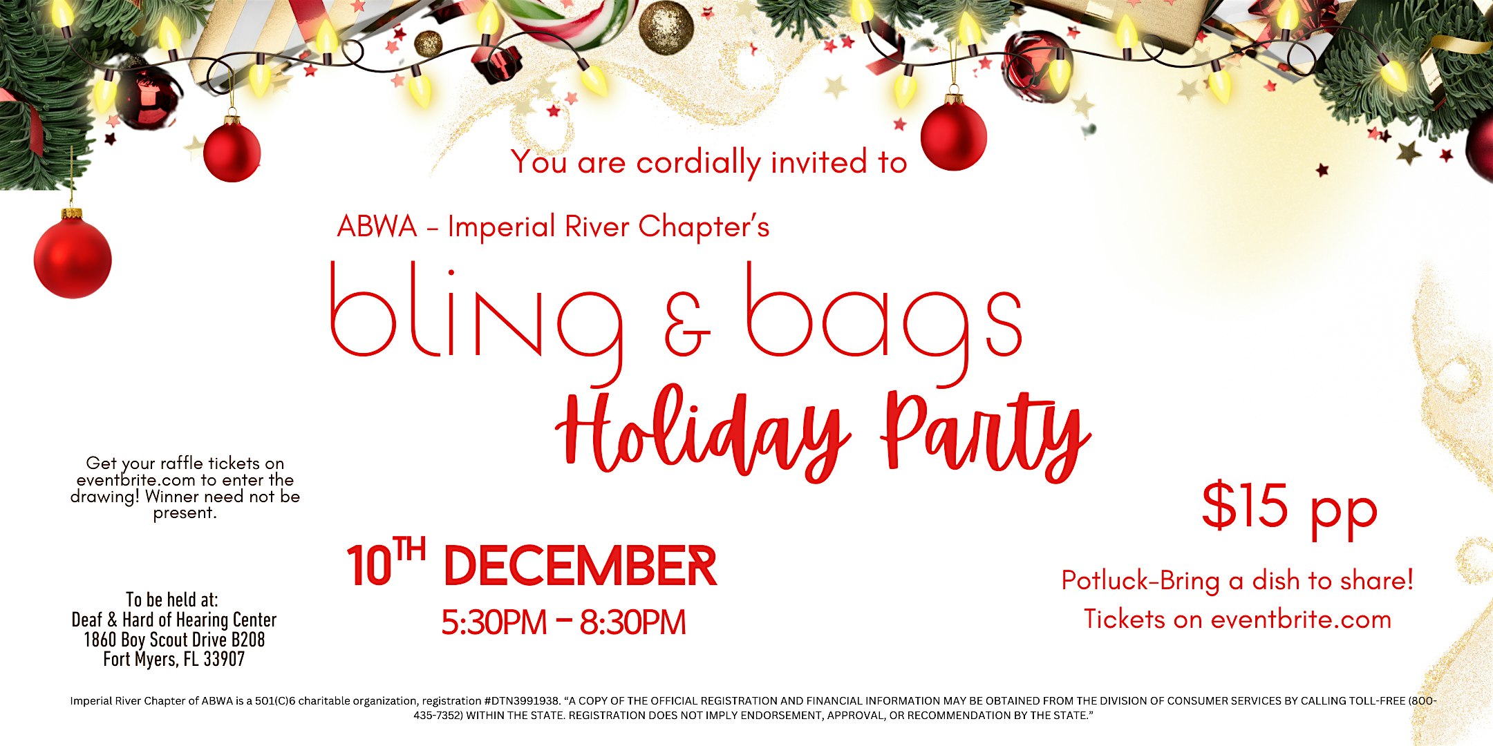 ABWA Imperial River’s Bling & Bags Holiday Party at Deaf & Hard of Hearing Center – Fort Myers, FL