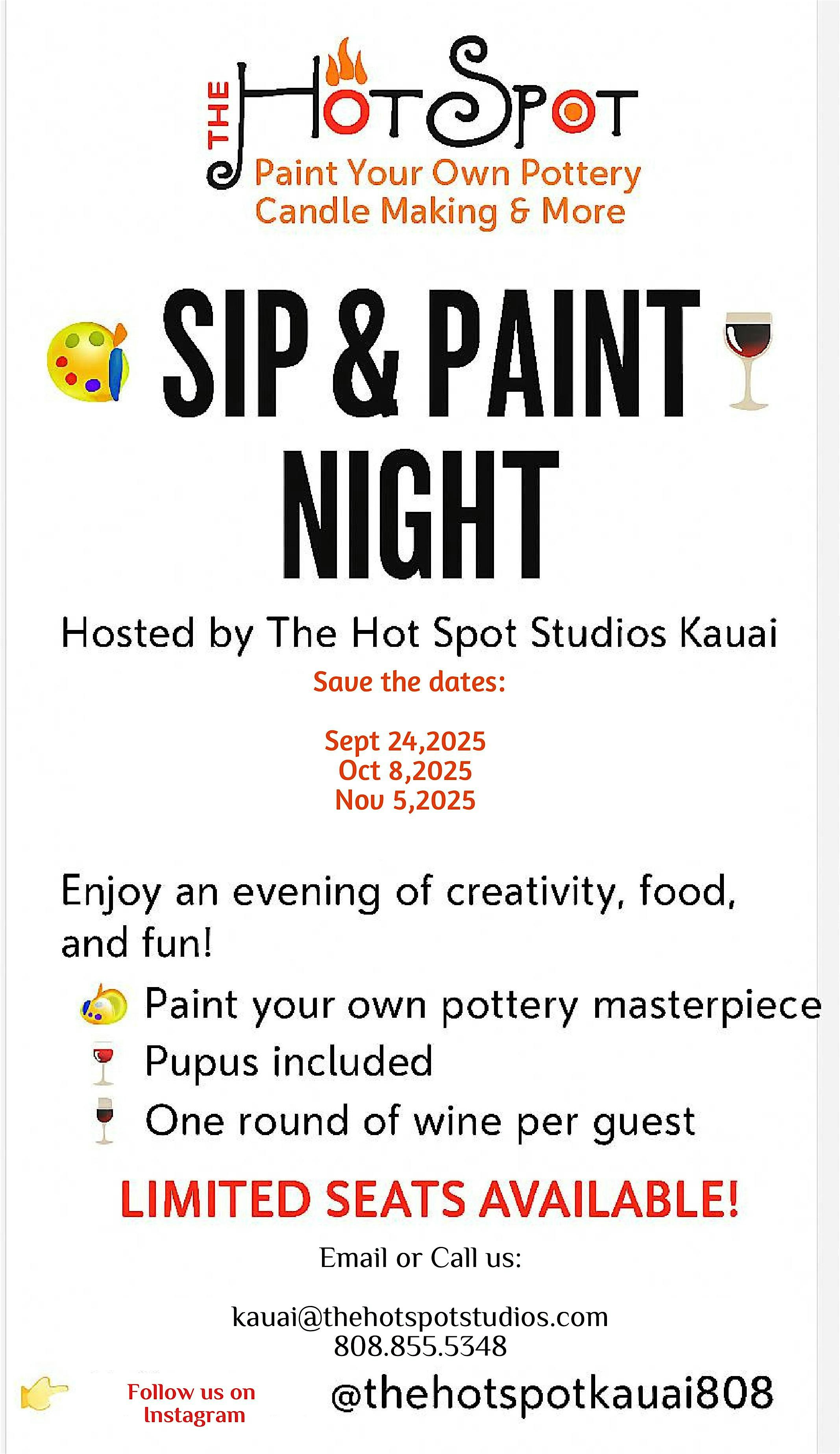 Sip N Paint your DIY pottery with The Hot Spot Studios Kauai at Duke’s Kauai – Lihue, HI
