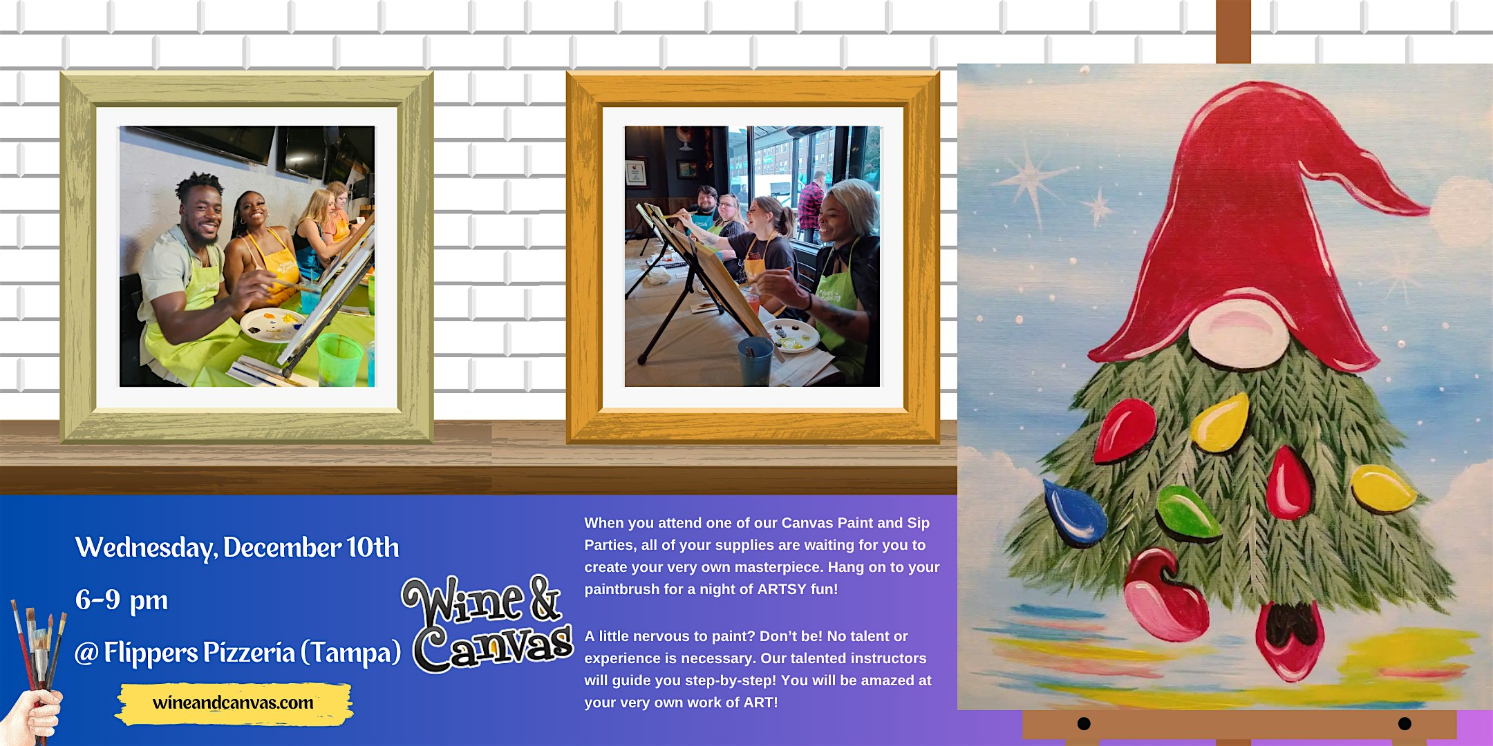 Tampa Paint Night – Gnome for the Holidays at Flippers Pizzeria – Tampa, FL