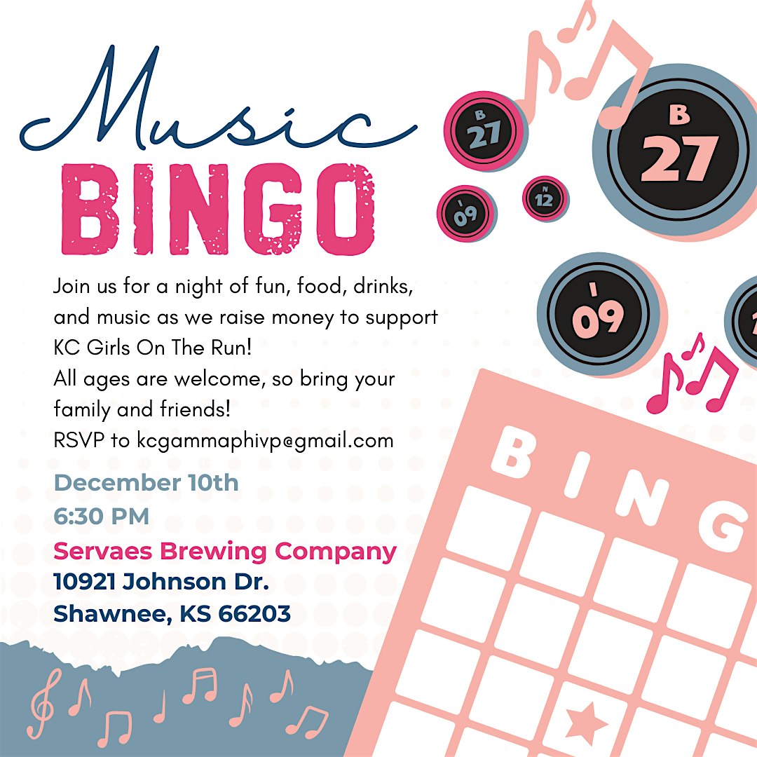 Music Bingo Benefitting Girls on the Run at Servaes Brewing Company – Shawnee, KS