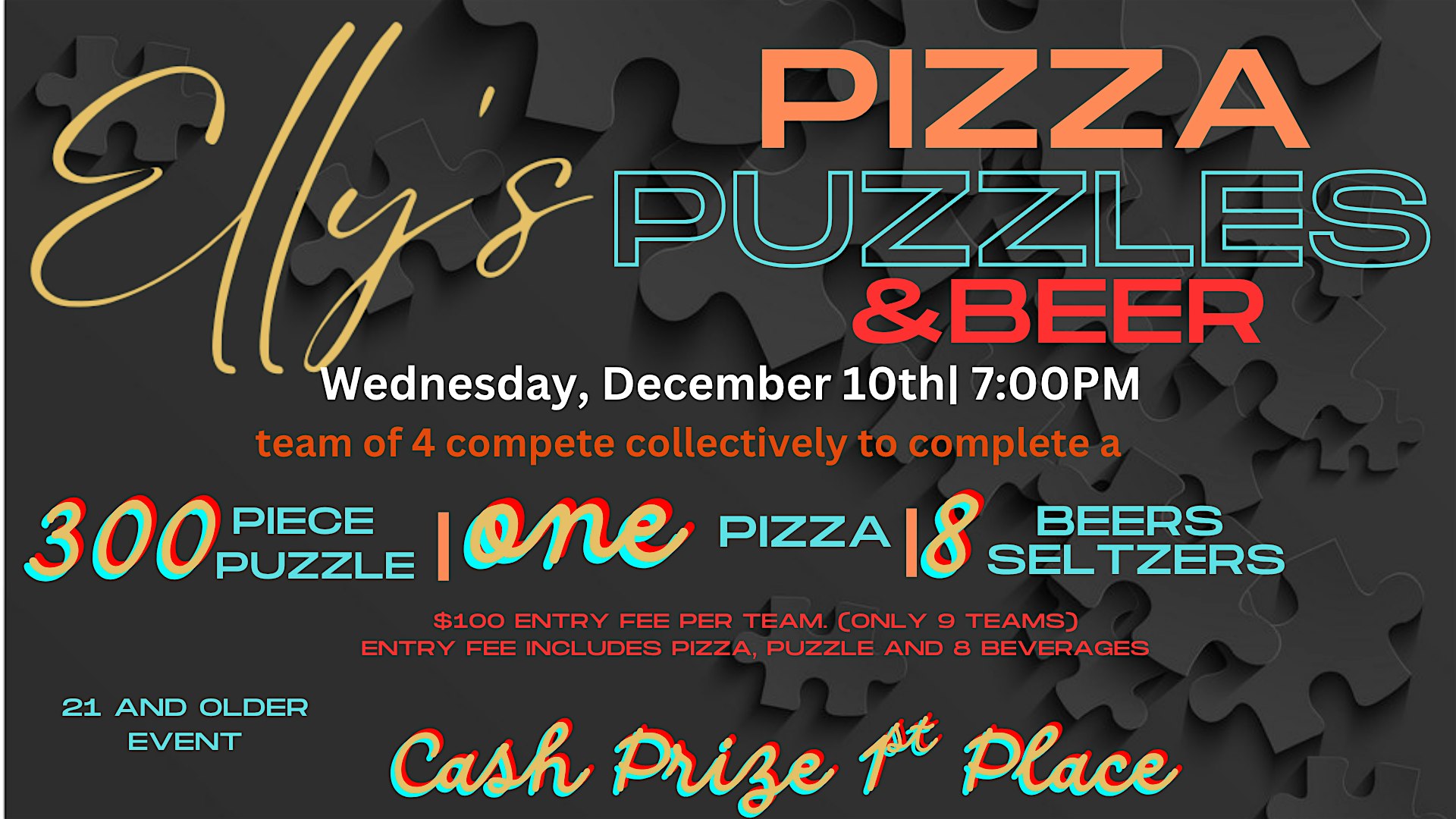 Elly’s Pizza, Puzzle and Beers at Elly’s Lounge – Clear Lake, IA