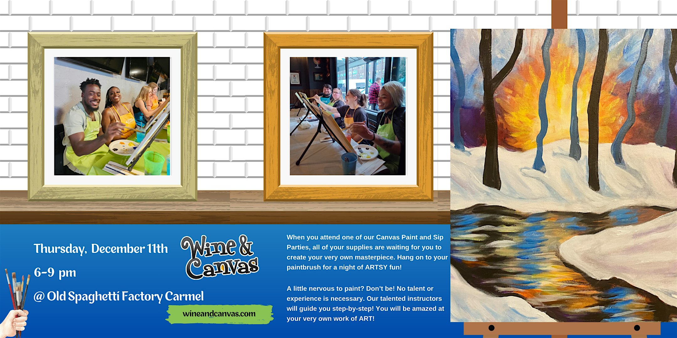 Carmel Paint Party – Winter Sunset in the Forest at The Old Spaghetti Factory – Carmel, IN