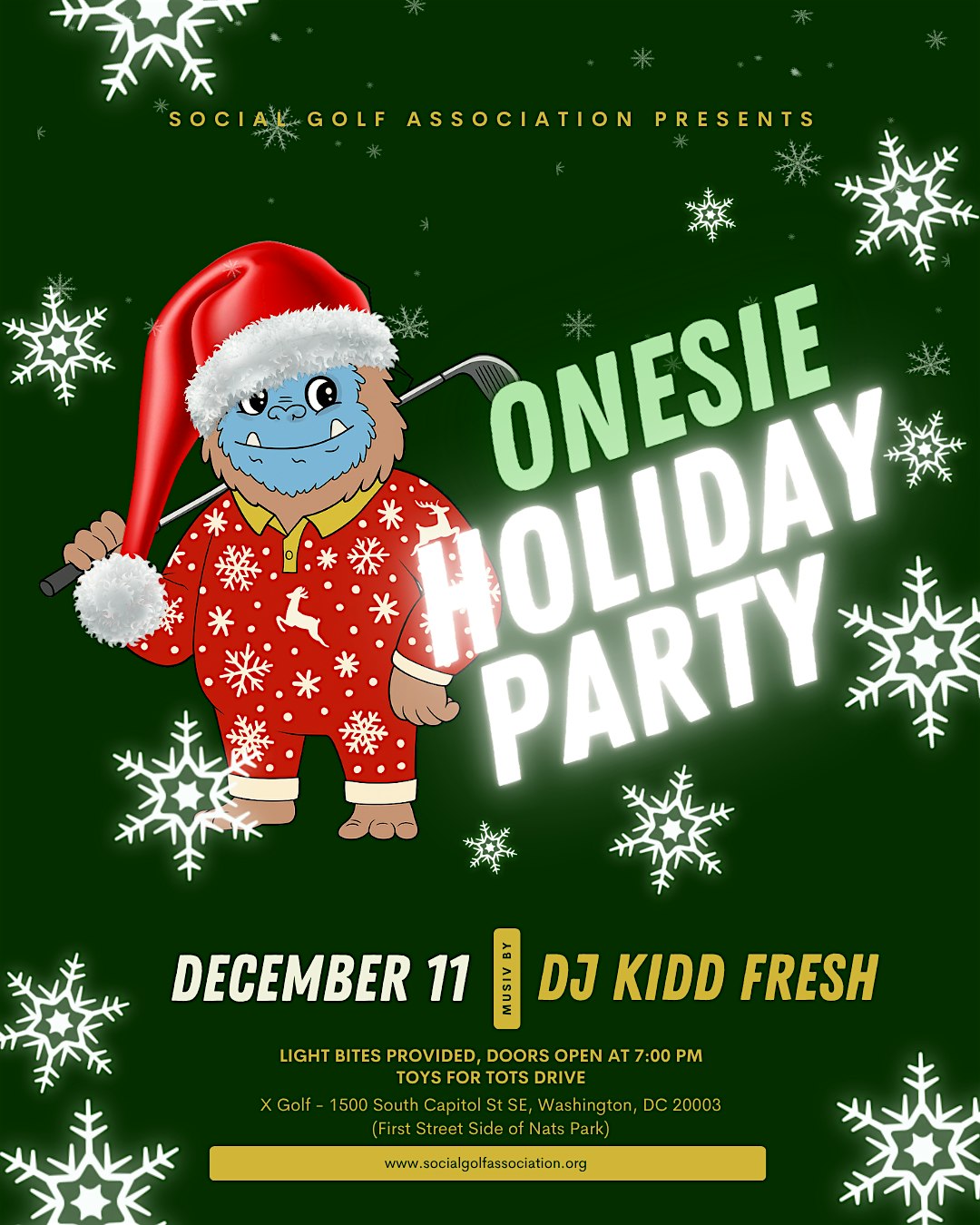 SGA Onesie Holiday Party at X-Golf Nationals Park – Washington, DC
