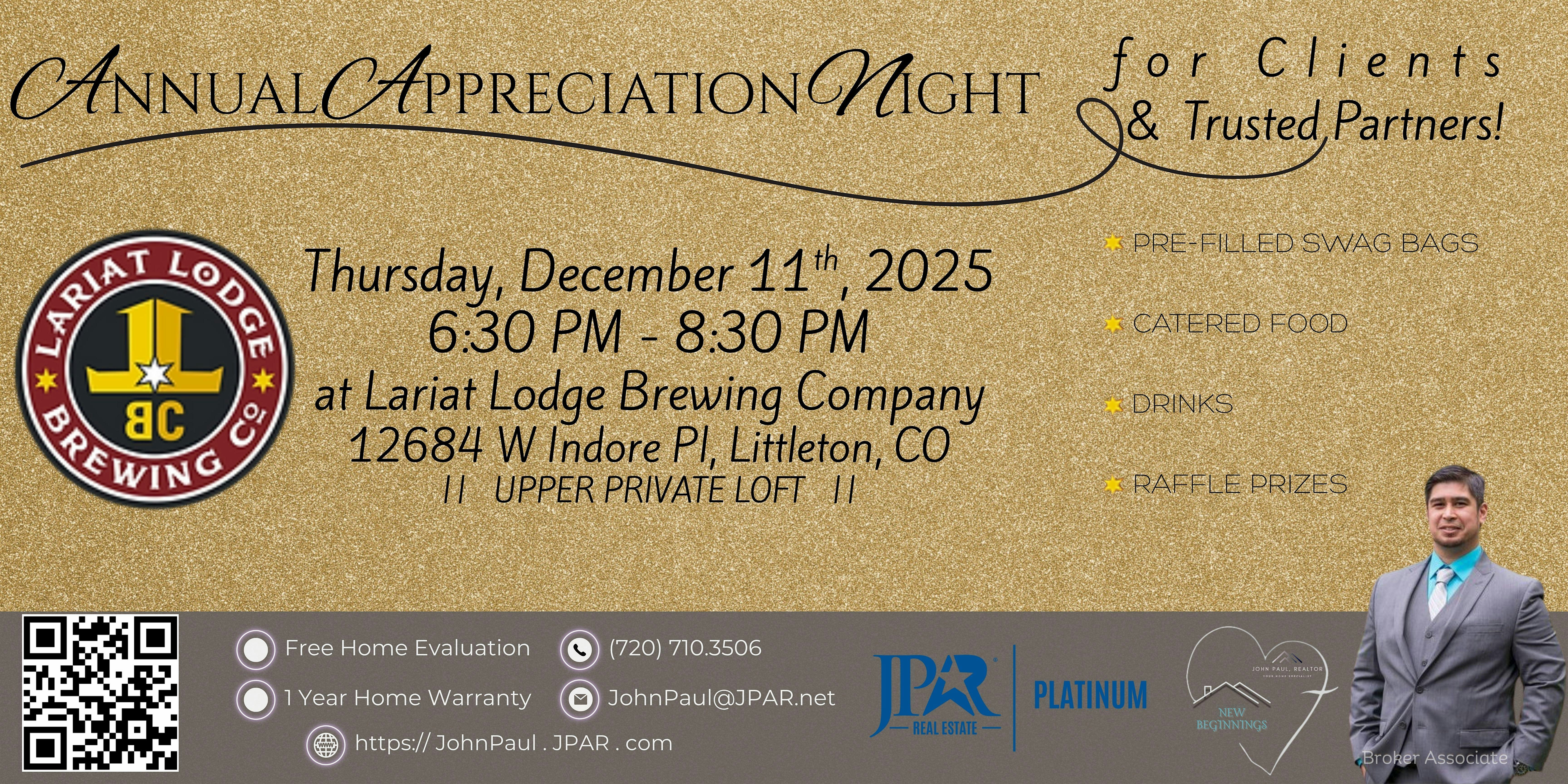 Annual Appreciation Night for Client & Trusted Partners || John Paul® at Lariat Lodge Brewing Company – Littleton, CO