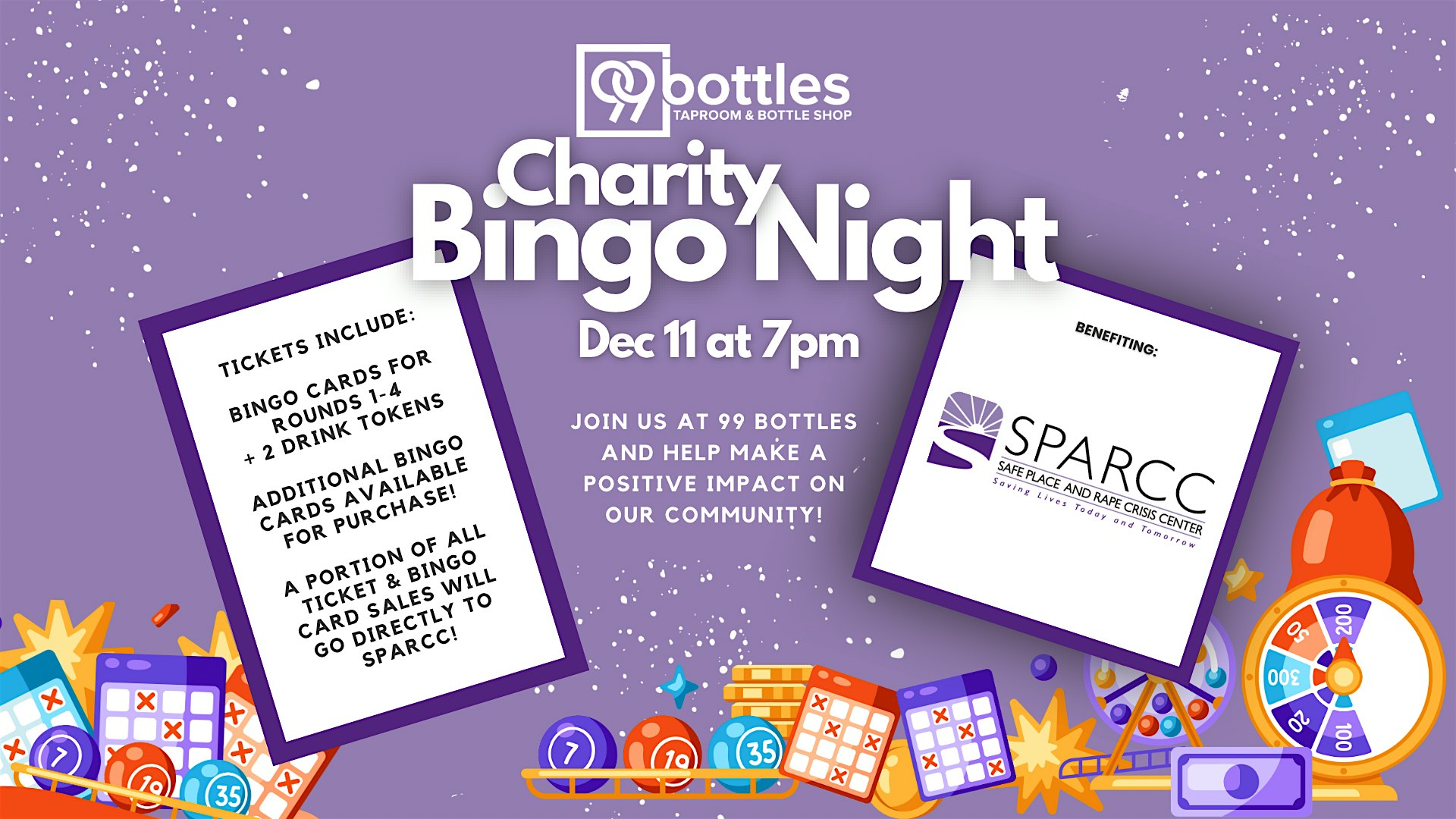 Charity Bingo Night… for SPARCC at 99 Bottles Taproom & Bottle Shop – Sarasota, FL