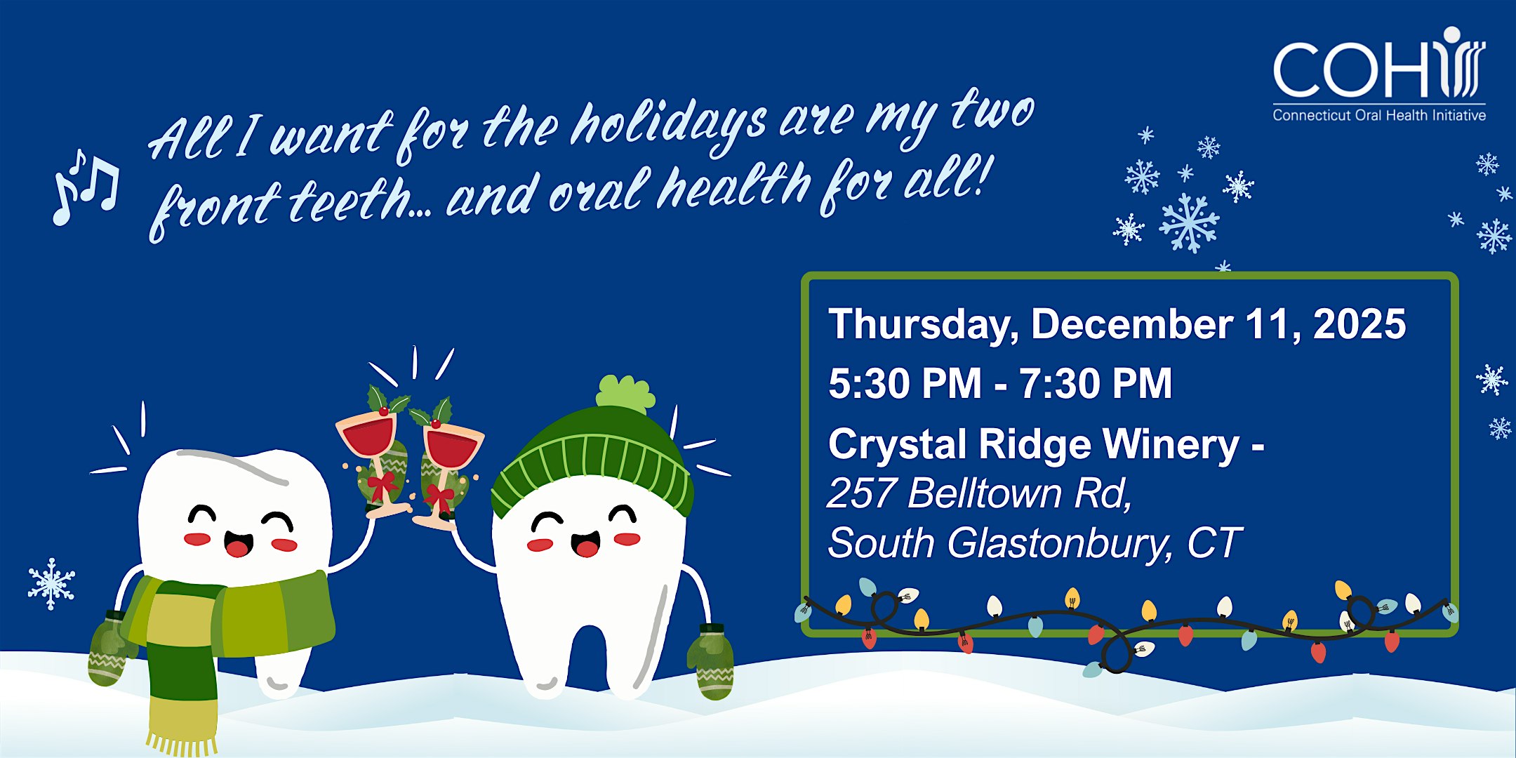 CT Oral Health Initiative Holiday Celebration & Fundraiser at Crystal Ridge Winery – Glastonbury, CT