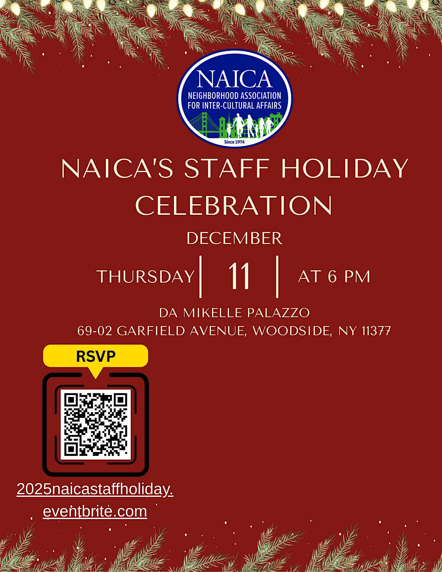 2025 NAICA’s Staff Holiday Celebration at Da Mikelle Palazzo Queens Events & Wedding Venue – Queens, NY