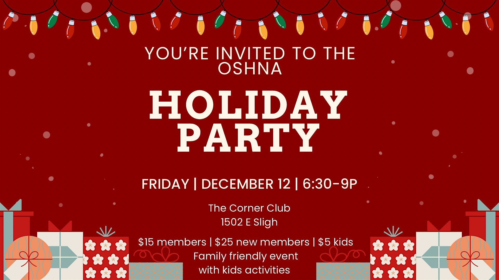 OSHNA Holiday Party at Corner Club Tampa – Tampa, FL