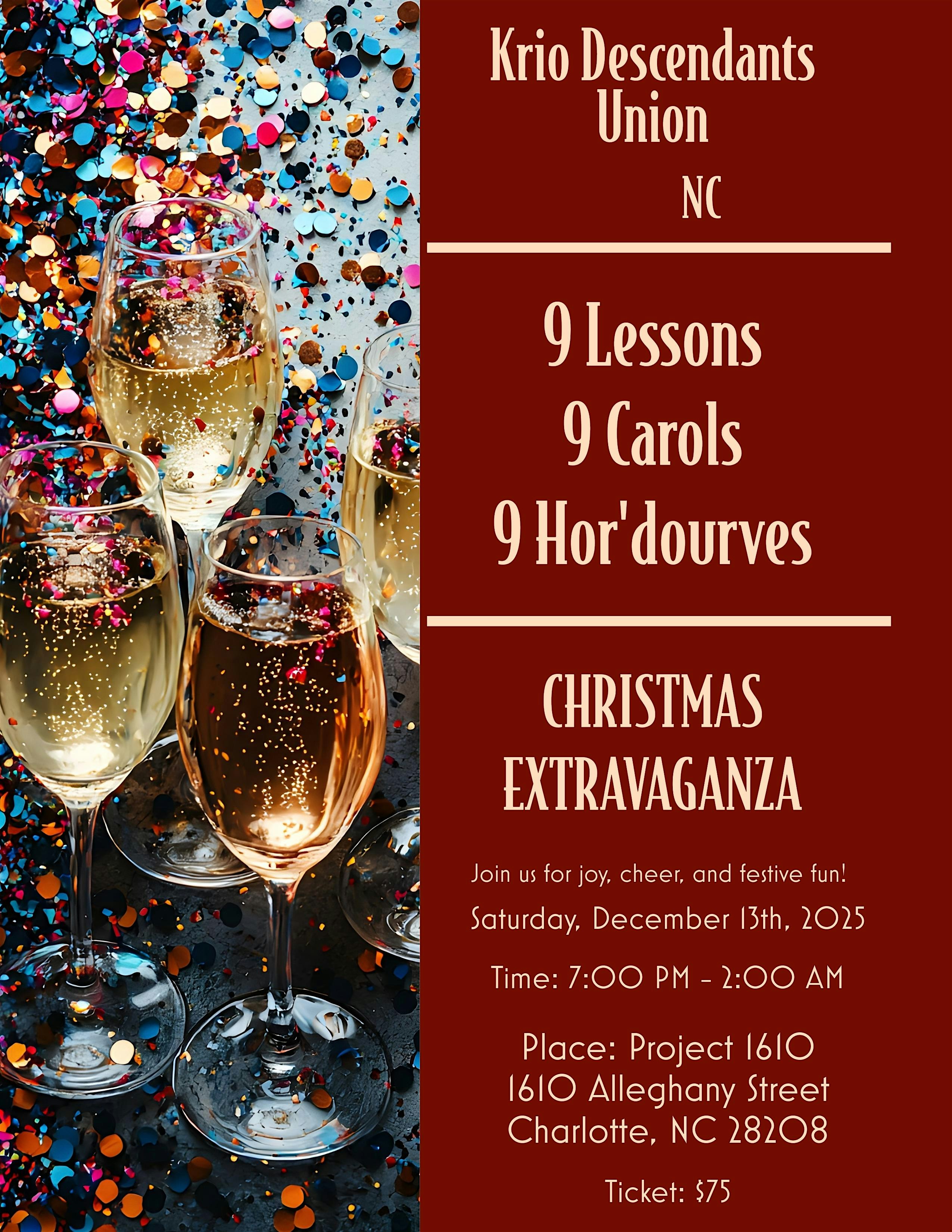 KDUNC 9 Lessons, 9 Carols, 9 Hors d’oeuvres & Party at Project 1601 – Charlotte, NC