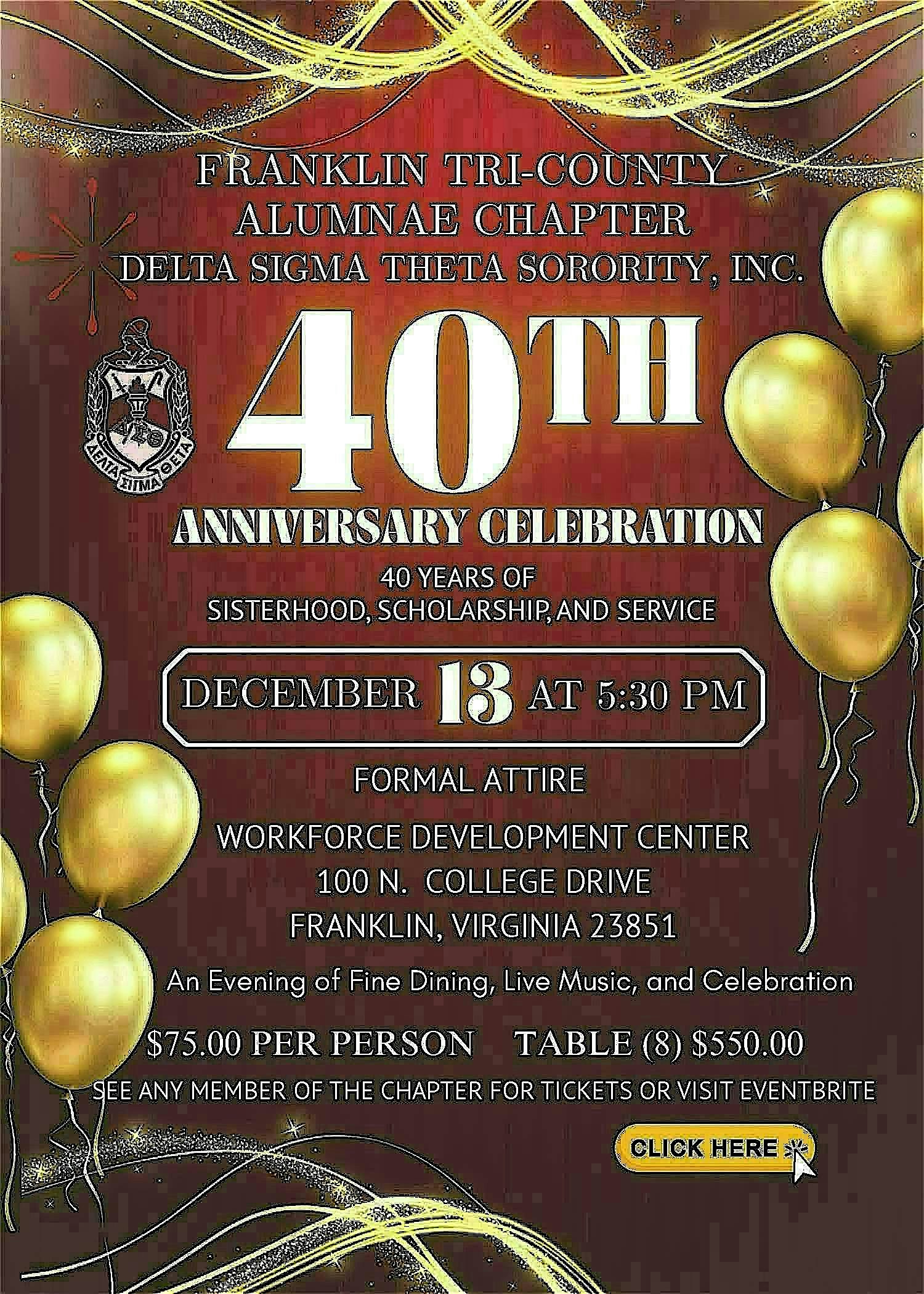 40th Anniversary – Franklin Tri-County Alumnae Chapter, DST at Workforce Development Center – Franklin, VA