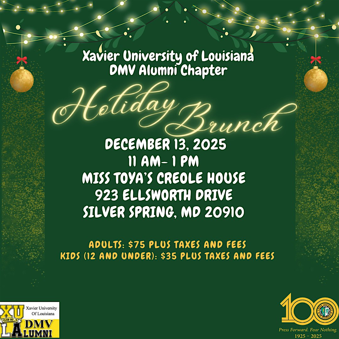 XU DMV Alumni Chapter Holiday Brunch 2025 at Miss Toya’s Creole House – Silver Spring, MD