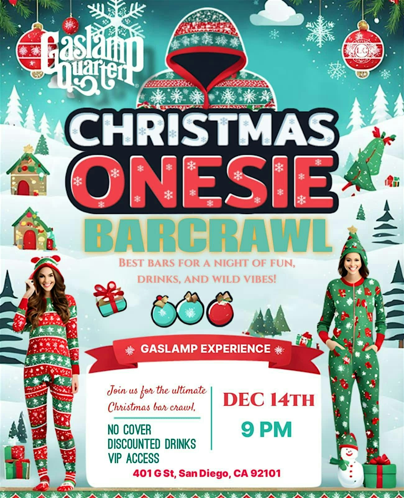 Gaslamp Christmas Onesie Bar Crawl at TORO – San Diego, CA