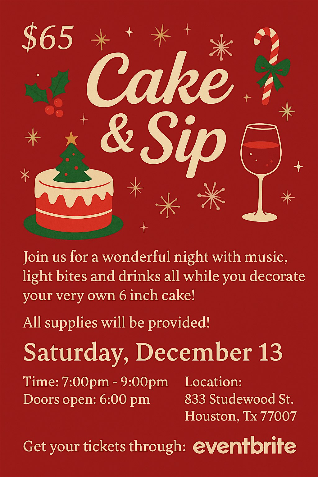 Cake & Sip- Felipe’s Creations | Christmas Theme! at NG Jewelry – Houston, TX