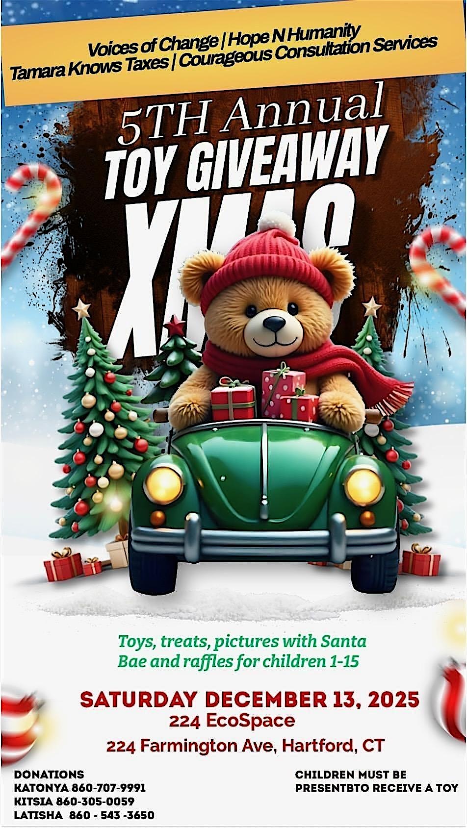 5th Annual Toy Giveaway at The 224 Ecospace – Hartford, CT